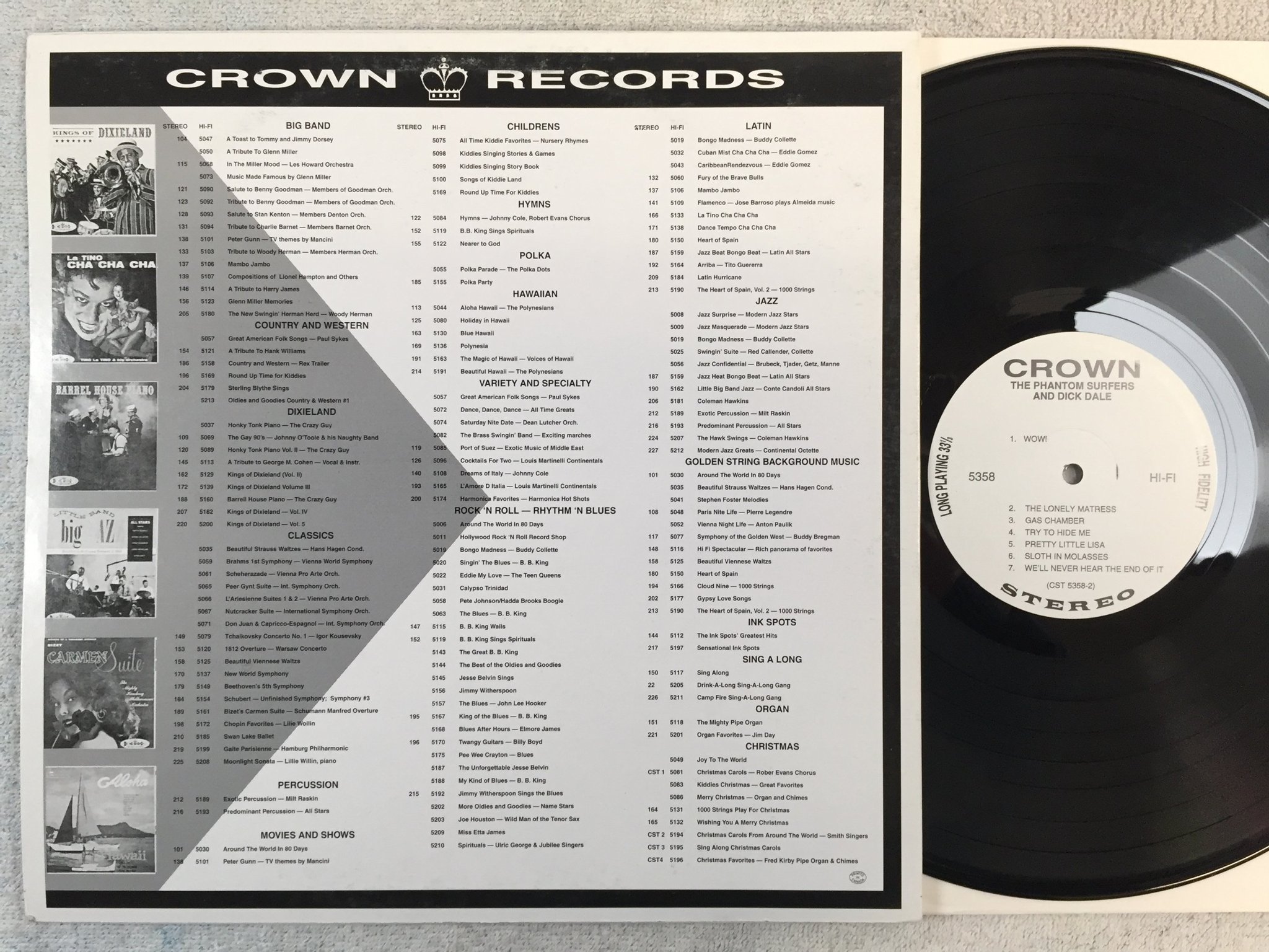 Omslagsbild för skivan THE PHANTOM SURFERS & DICK DALE LP -96 CROWN CST 5358