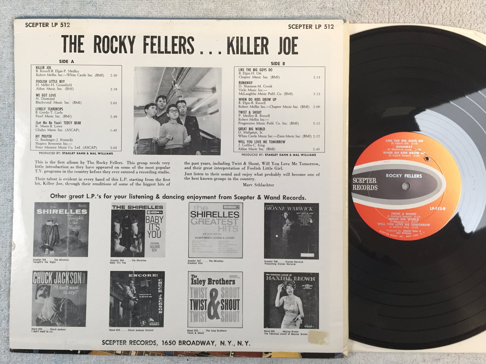 Omslagsbild för skivan ROCKY FELLERS killer Joe LP -63 US SCEPTER LP-512