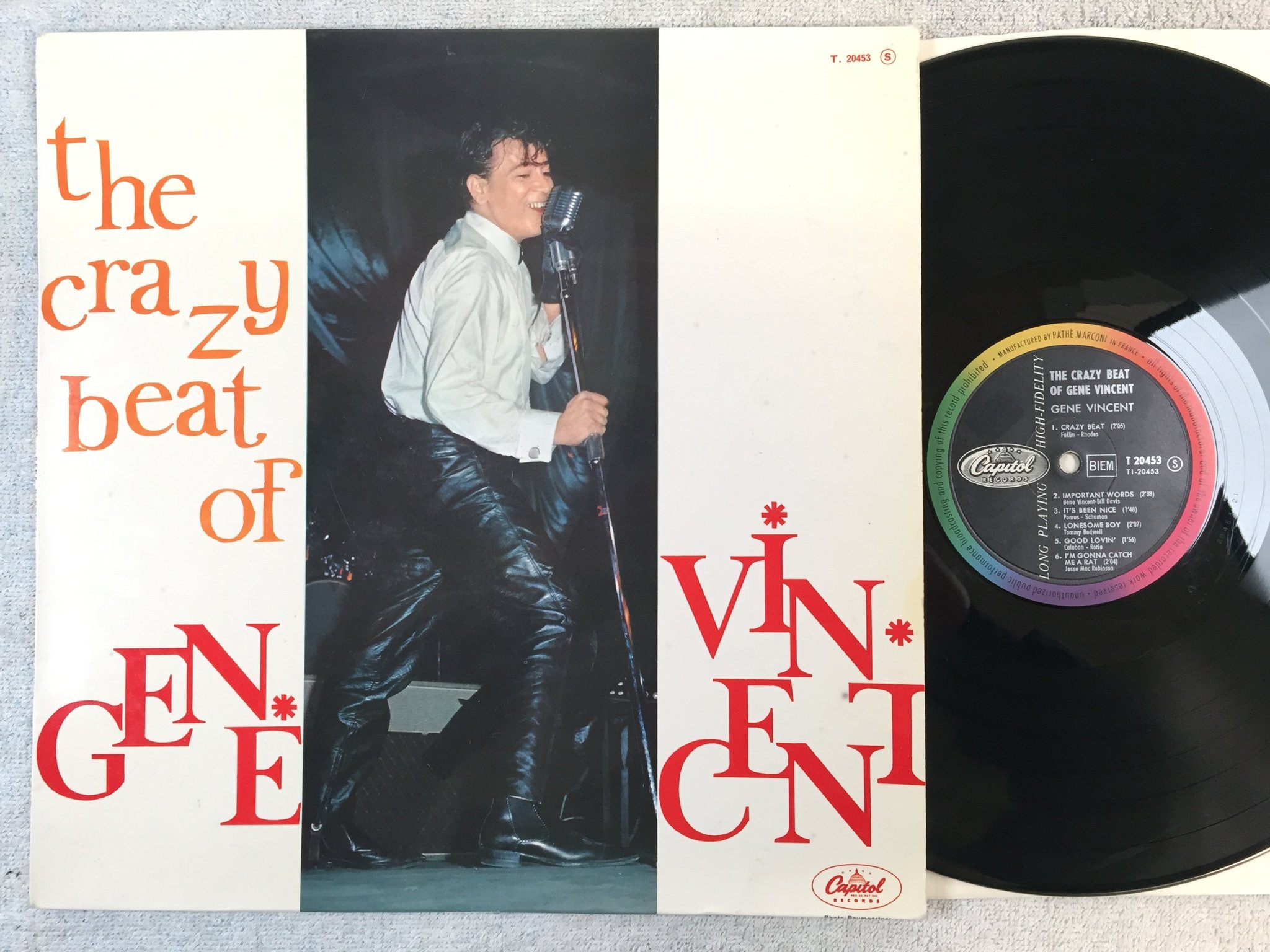 Omslagsbild för skivan GENE VINCENT the crazy beat of... LP -63 France CAPITOL T. 20453