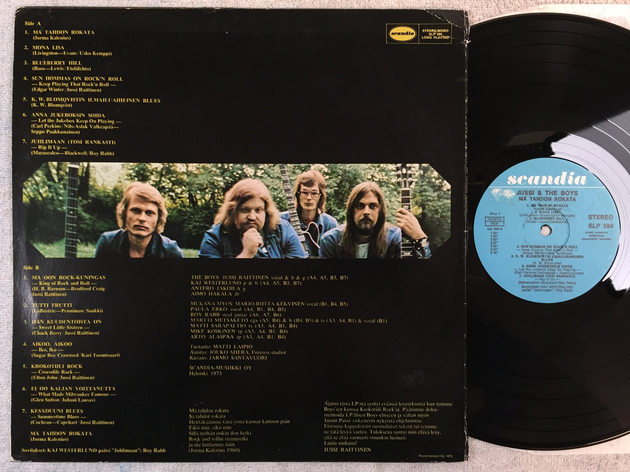 Omslagsbild för skivan JUSSI & THE BOYS mä tahdon rokata LP -73 Fin SCANDIA SLP 589