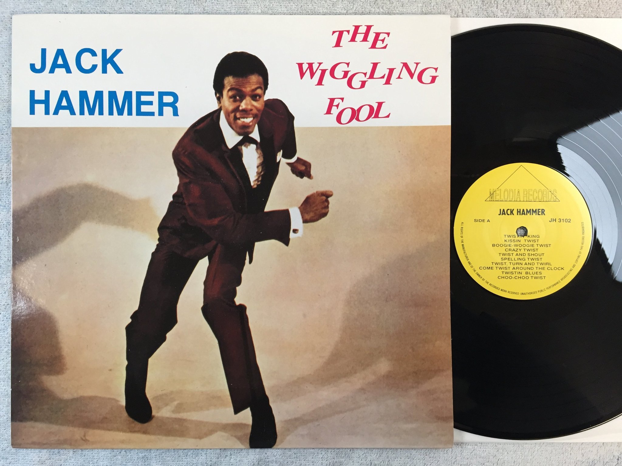 Omslagsbild för skivan JACK HAMMER the wiggling fool LP MELODIA JH 3102 mod r&b