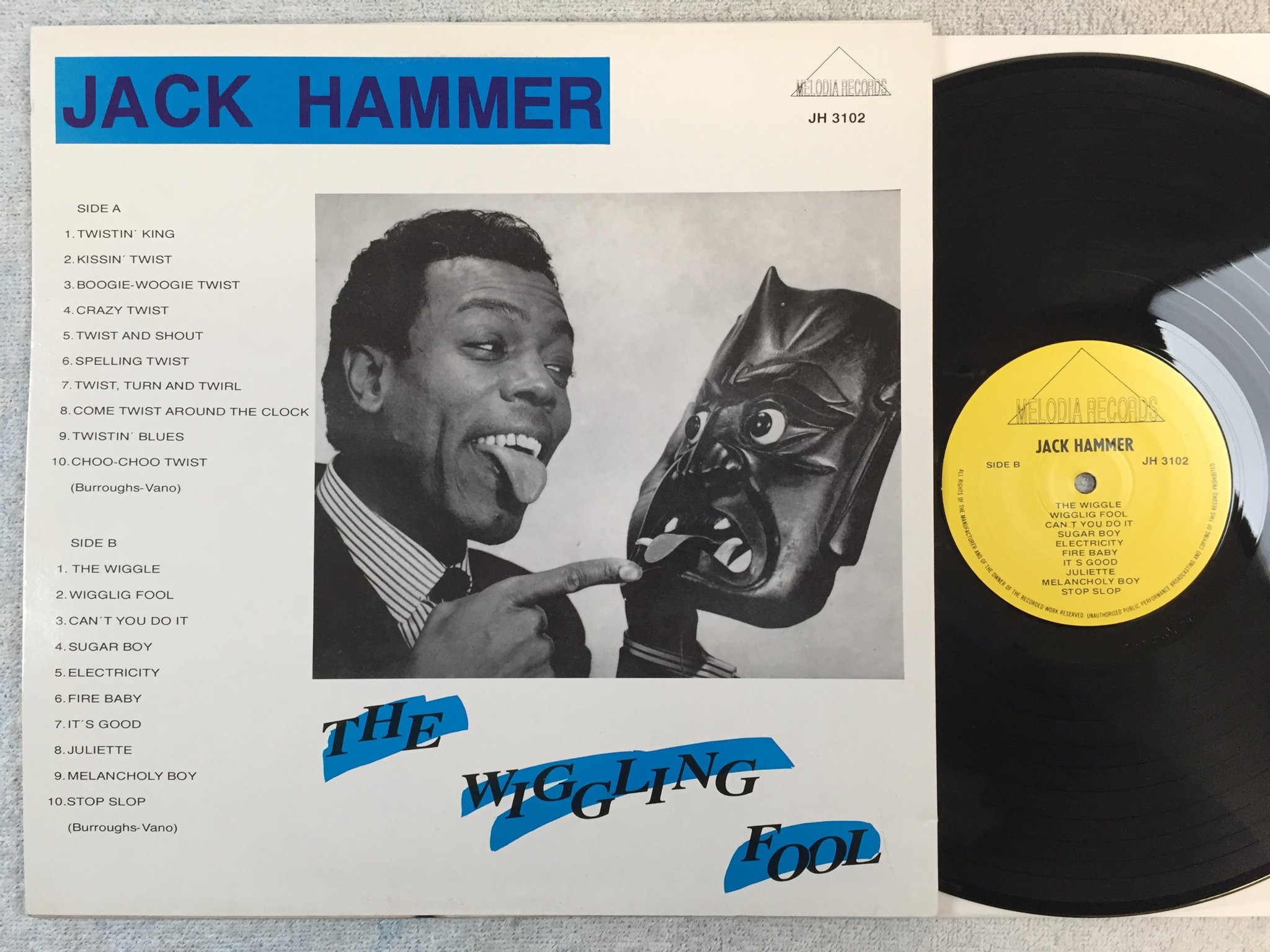 Omslagsbild för skivan JACK HAMMER the wiggling fool LP MELODIA JH 3102 mod r&b