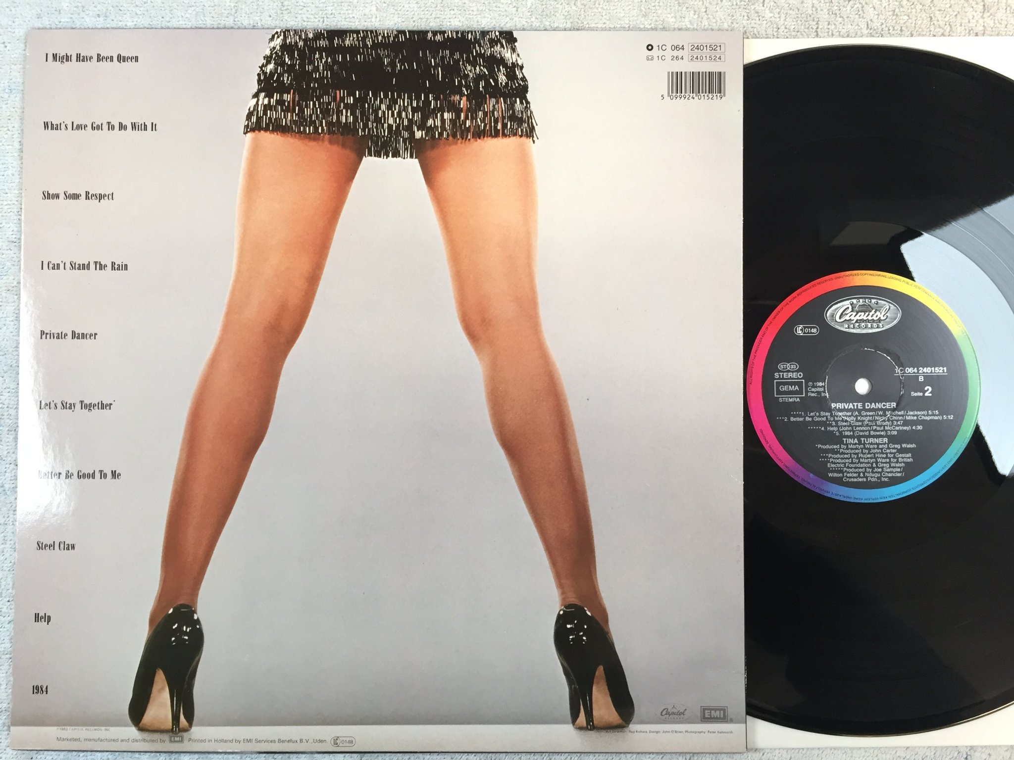Omslagsbild för skivan TINA TURNER private dancer LP -84 Ger CAPITOL 1C 064 2401521