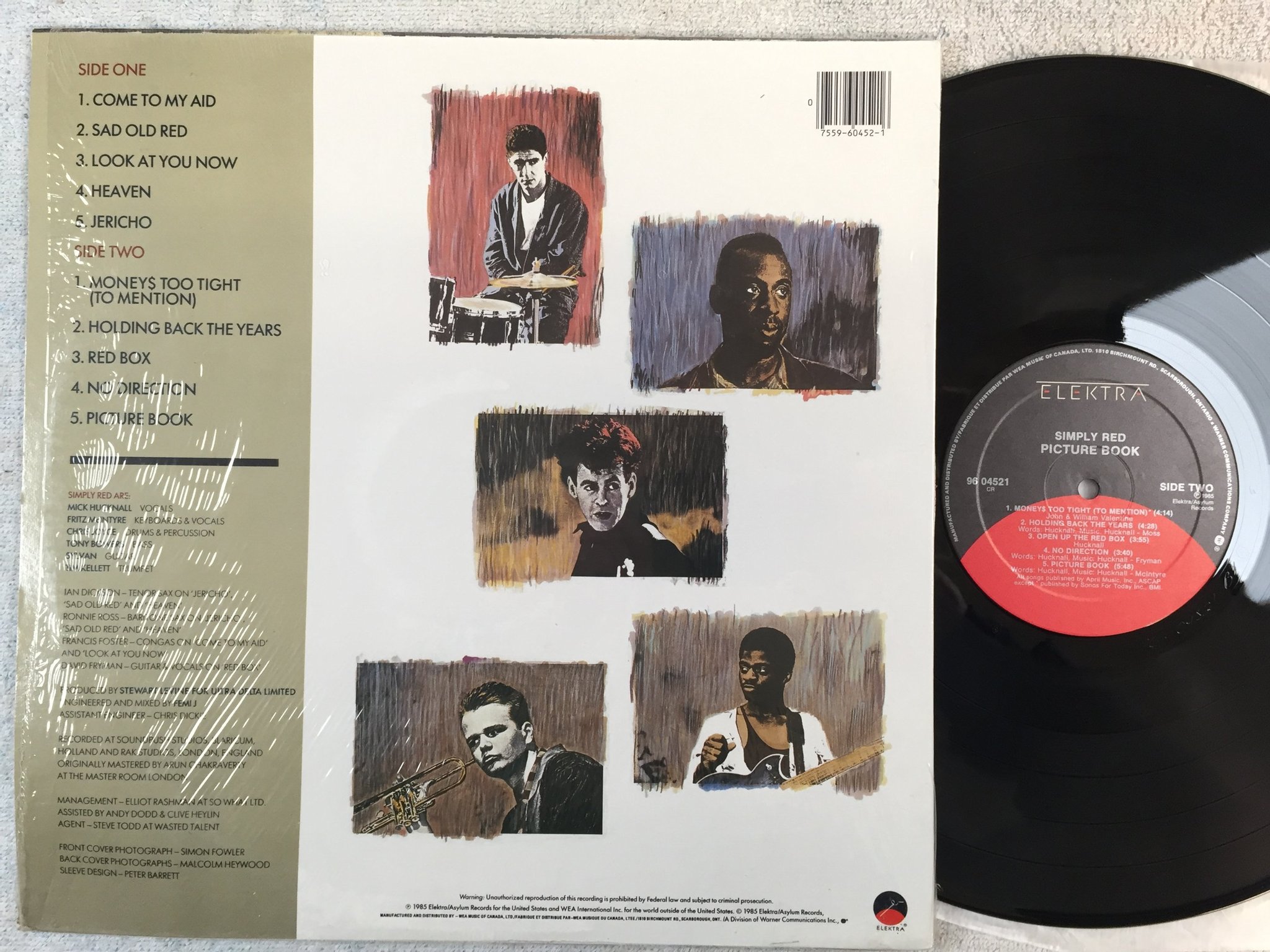 Omslagsbild för skivan SIMPLY RED picture book LP -85 Can ELEKTRA 96 04521