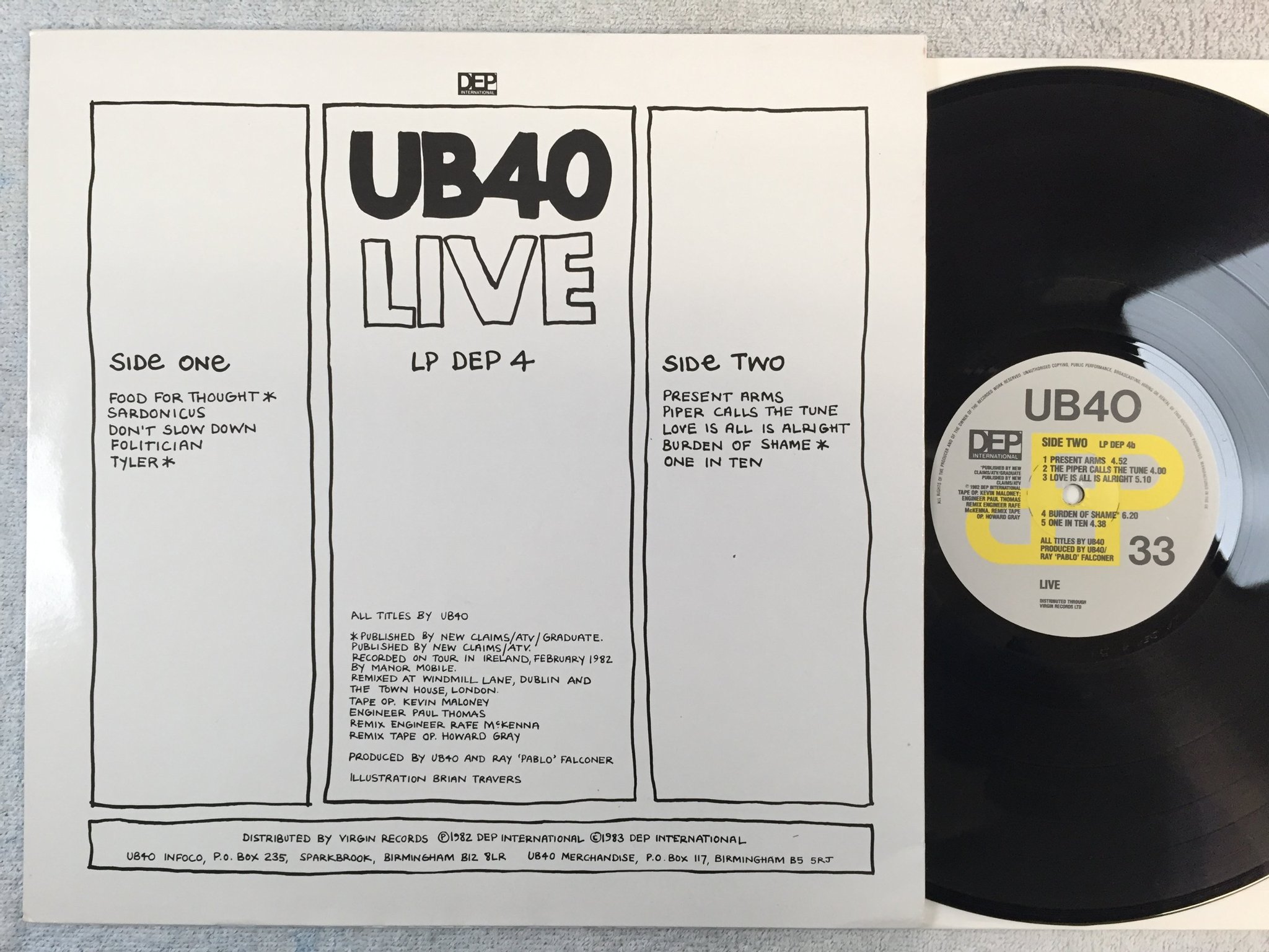 Omslagsbild för skivan UB40 live LP -82 UK DEP 4
