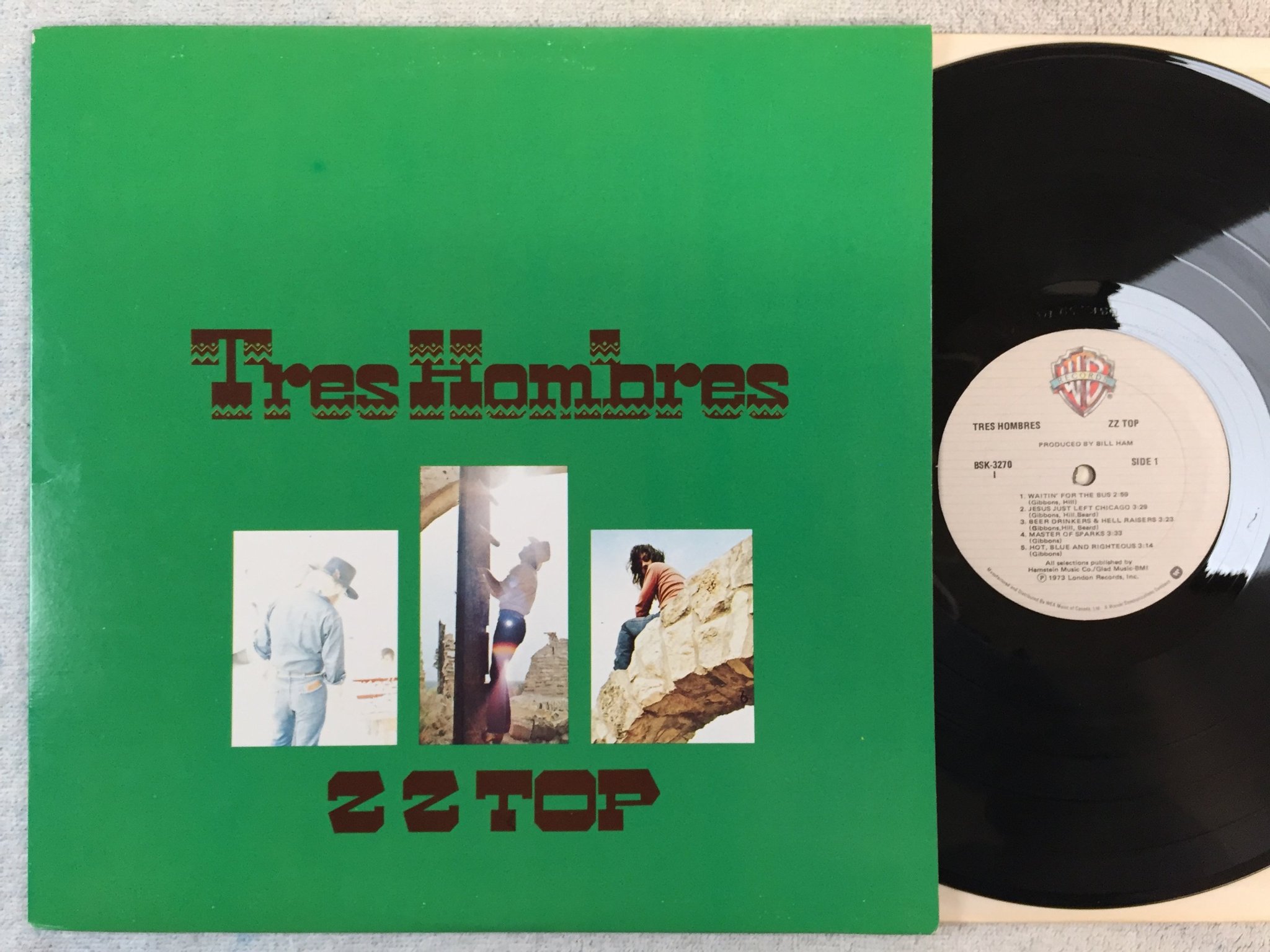 Omslagsbild för skivan ZZ TOP tres hombres LP Can WARNER BROS BSK-3270