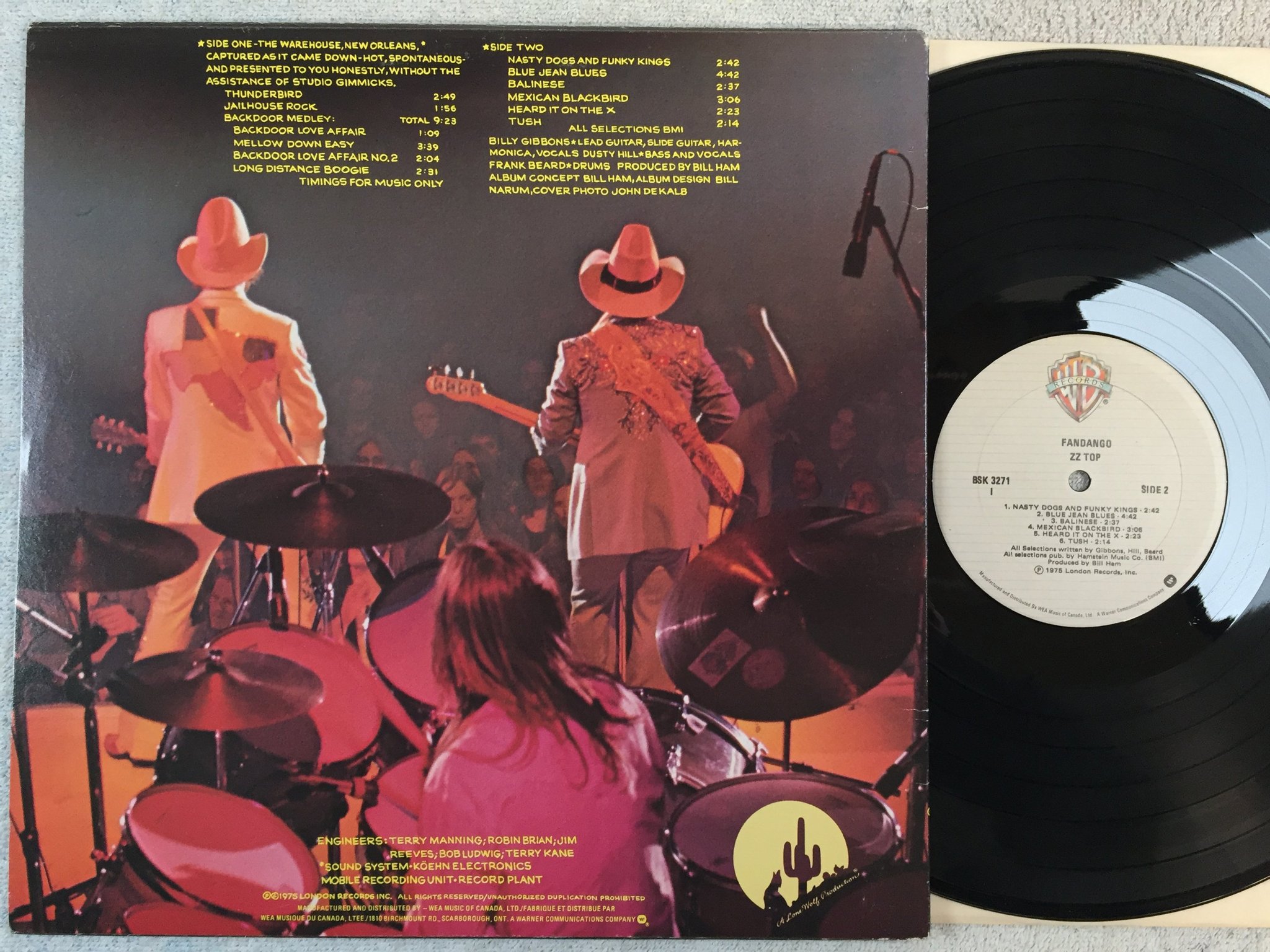 Omslagsbild för skivan ZZ TOP fandango LP Can WARNER BROS BSK-3271