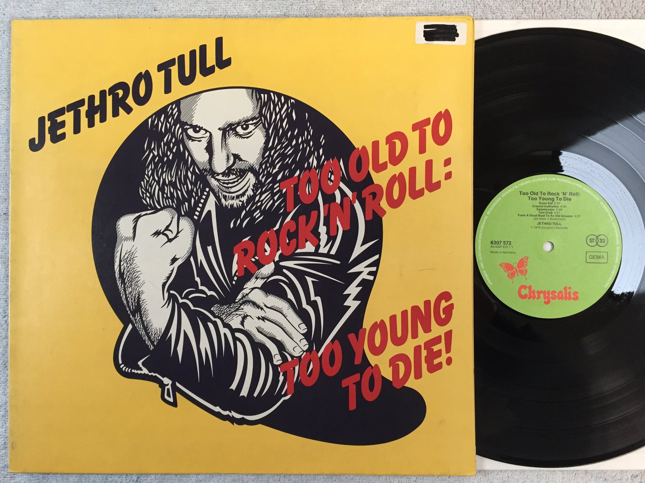 Omslagsbild för skivan JETHRO TULL too old to rock n roll LP -76 Ger CHRYSALIS 6307572