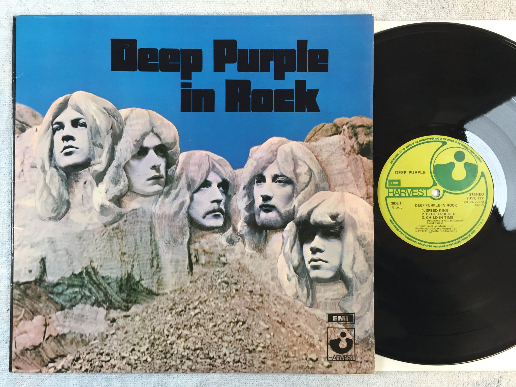 Omslagsbild för skivan DEEP PURPLE in rock LP re HARVEST SHVL-777