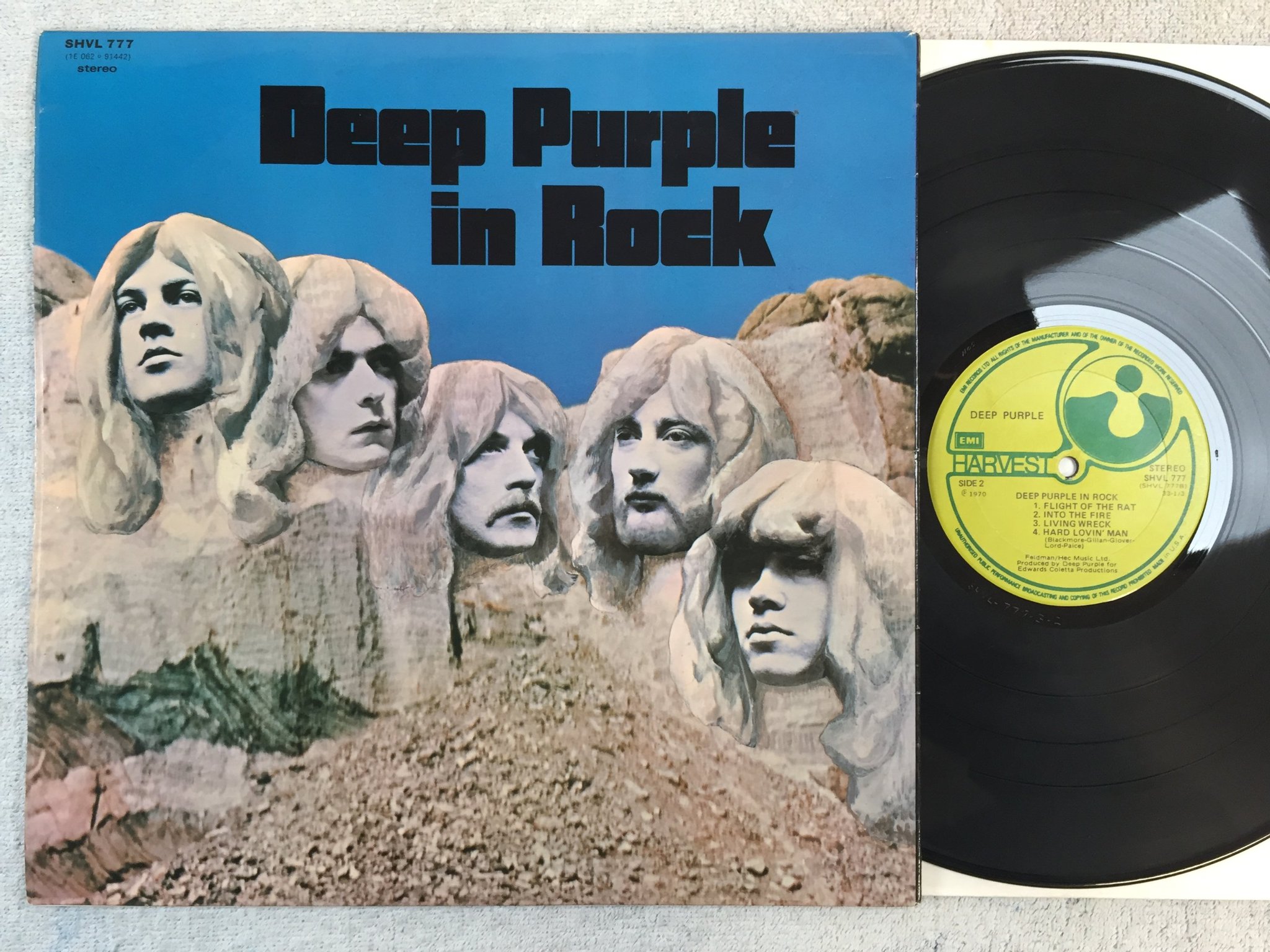 Omslagsbild för skivan DEEP PURPLE in rock LP re HARVEST SHVL-777