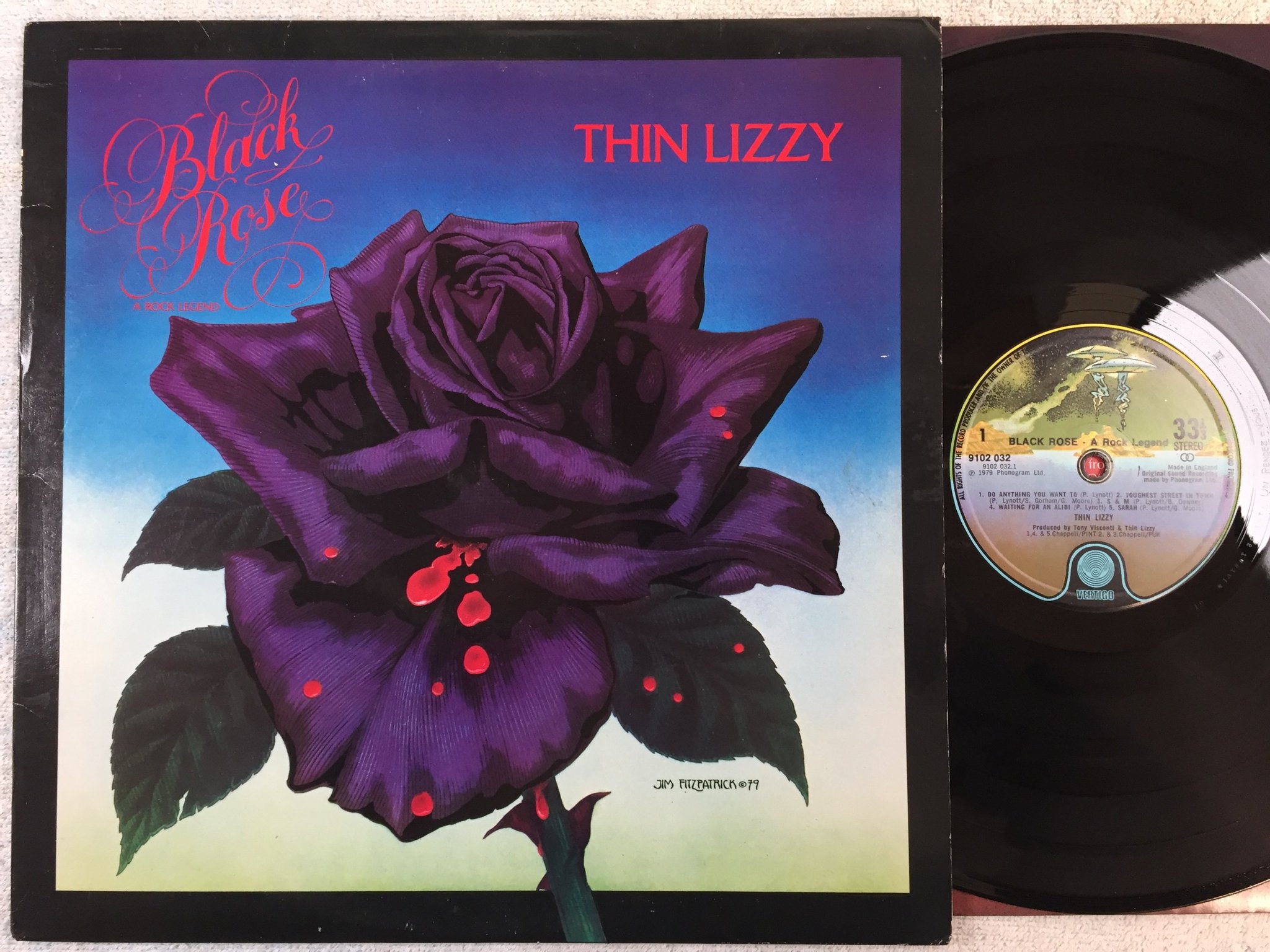 Omslagsbild för skivan THIN LIZZY black rose LP -79 UK VERTIGO 9102 032