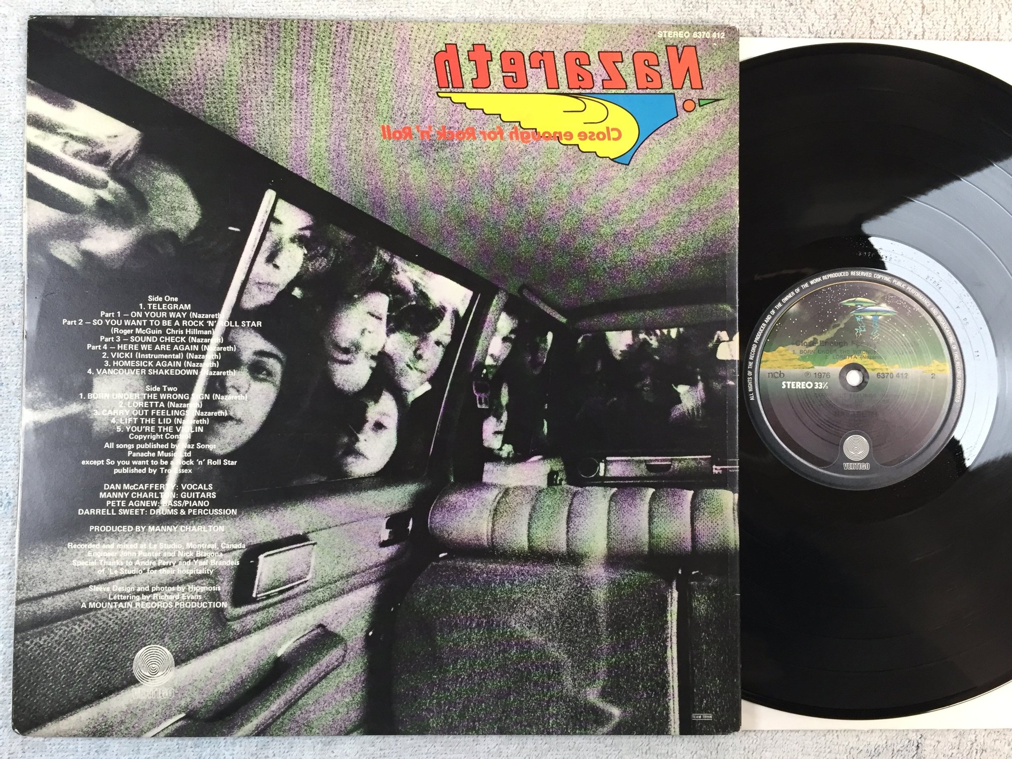 Omslagsbild för skivan NAZARETH close enough for rock n roll LP -76 ncb VERTIGO 6370 412