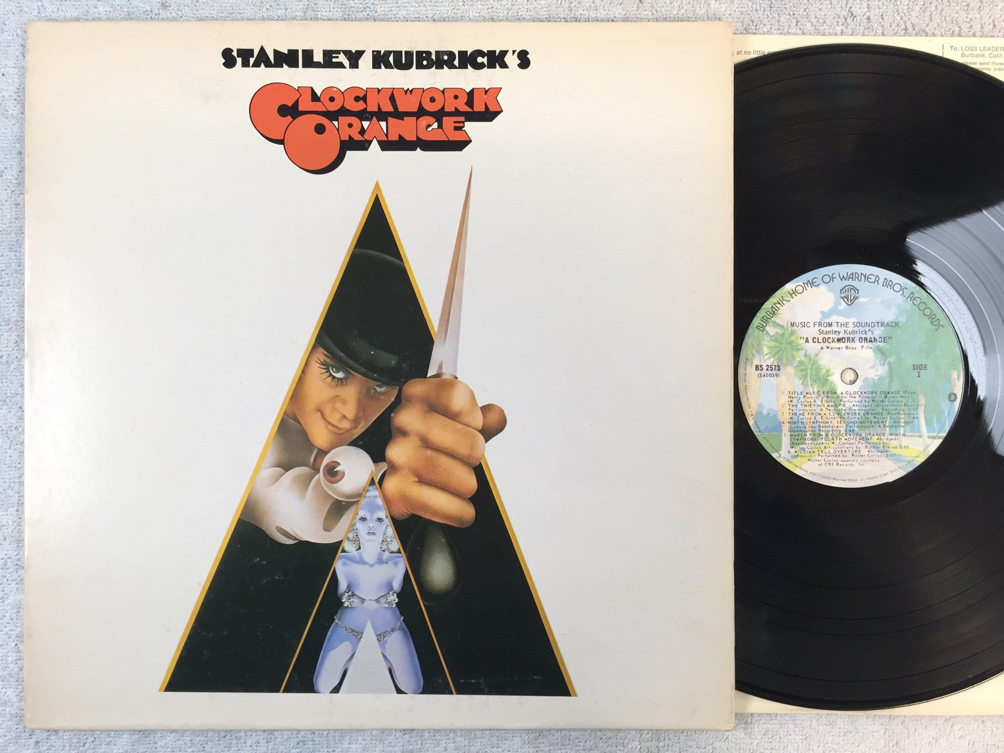 Omslagsbild för skivan A CLOCKWORK ORANGE LP -72 US WARNER BS 2573 soundtrack