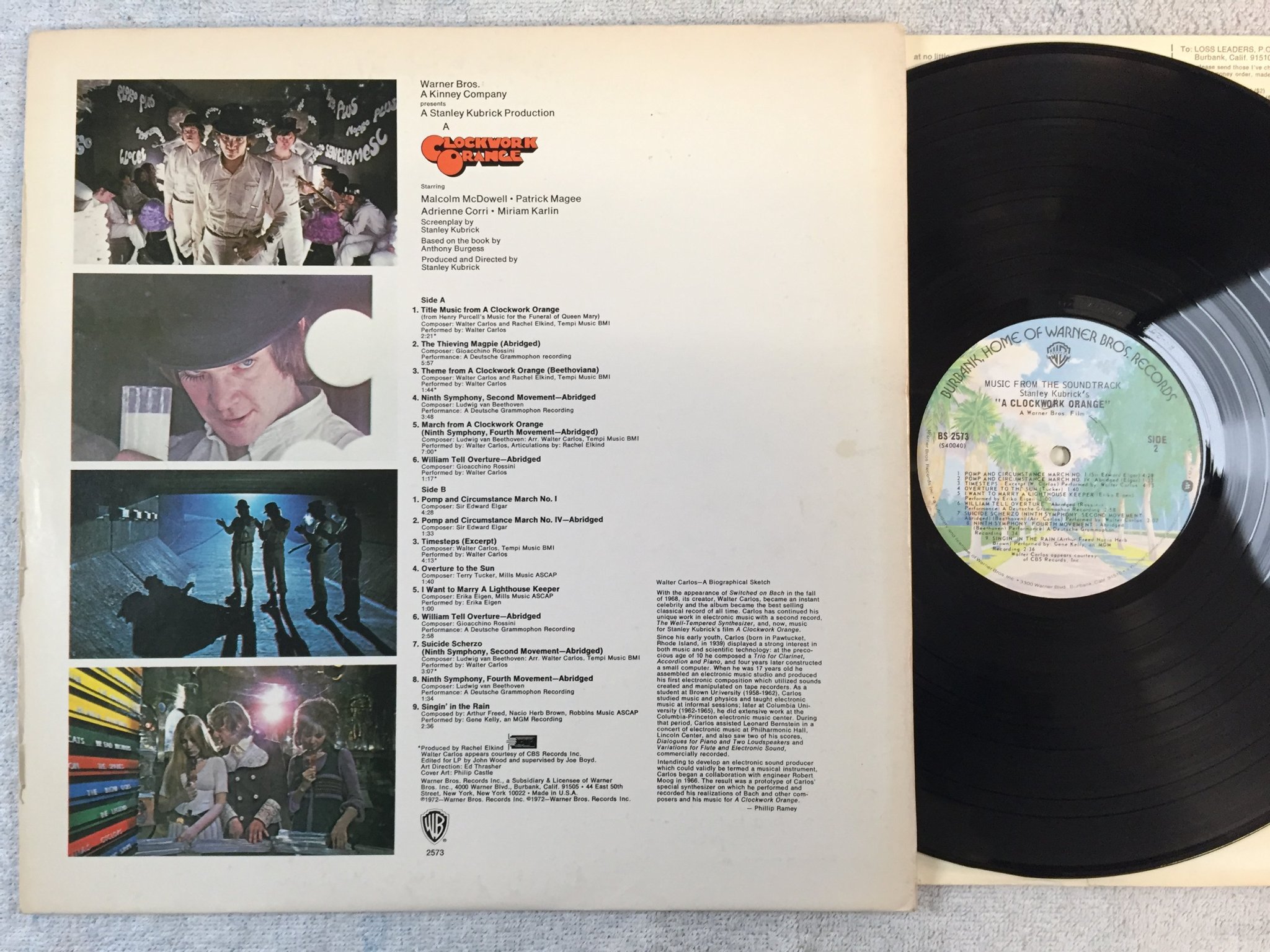 Omslagsbild för skivan A CLOCKWORK ORANGE LP -72 US WARNER BS 2573 soundtrack