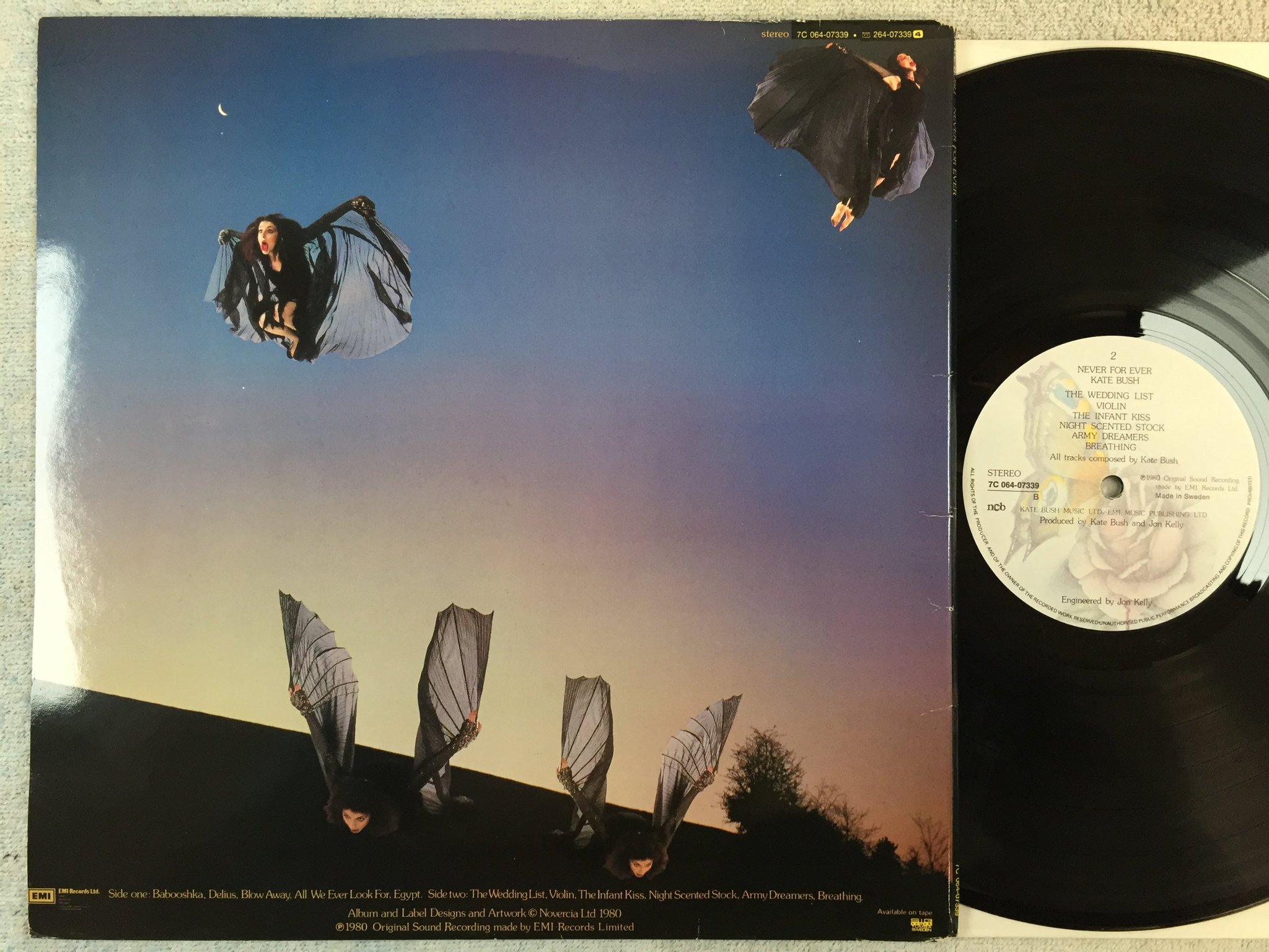 Omslagsbild för skivan KATE BUSH never for never LP -80 Swe EMI 7C 064-07339 "army dreamers"