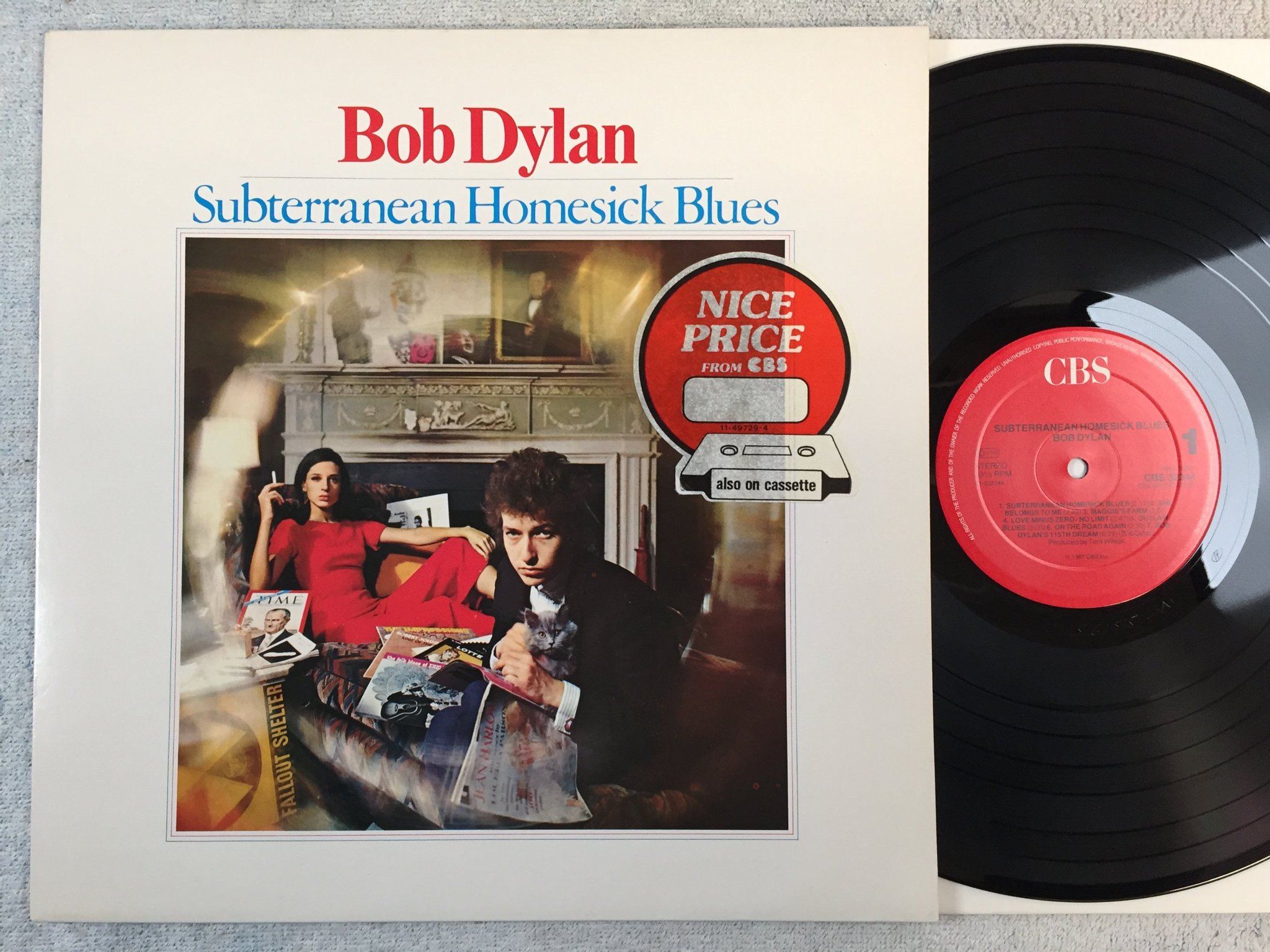 Omslagsbild för skivan BOB DYLAN subterranean homesick blues LP re Hol CBS 32344