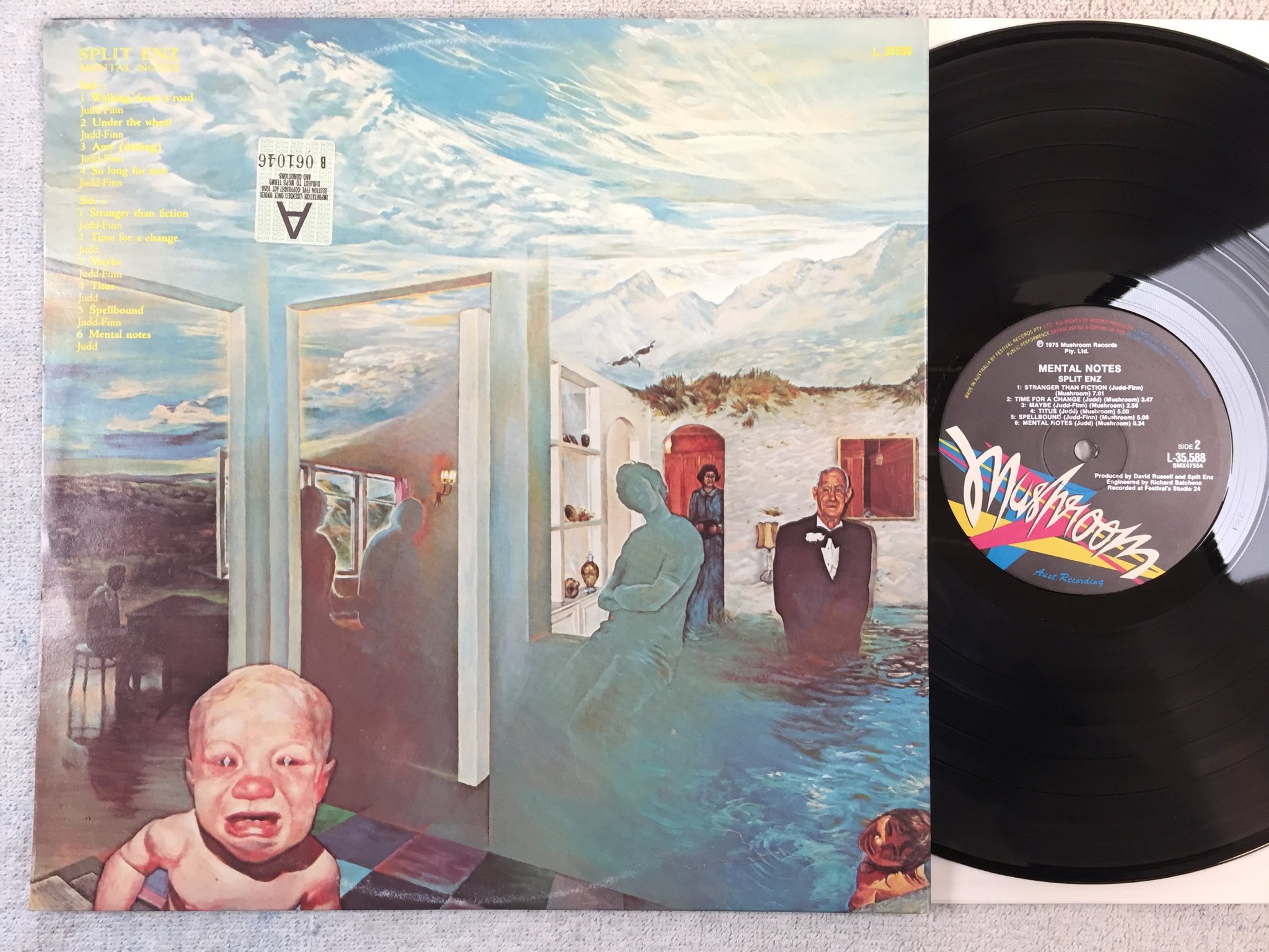 Omslagsbild för skivan SPLIT ENZ mental notes LP -75 Australien MUSHROOM L 35588
