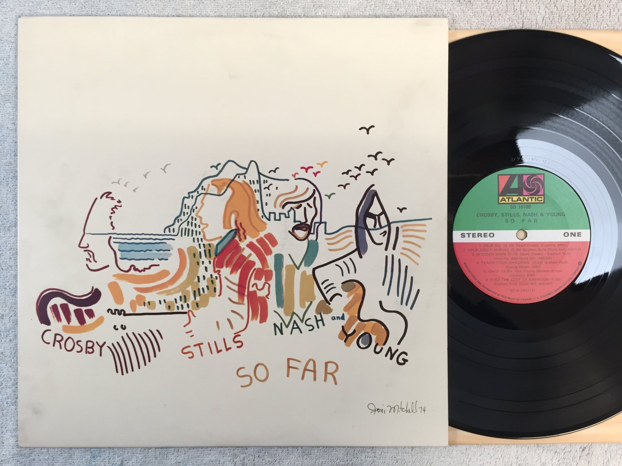 Omslagsbild för skivan CROSBY STILLS NASH & YOUNG so far LP  Can ATLANTIC SD 18100
