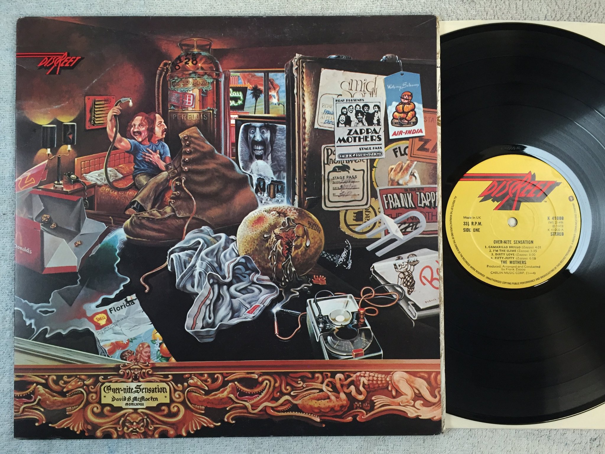 Omslagsbild för skivan THE MOTHERS over-nite sensation LP -73 UK DISCREET K41000