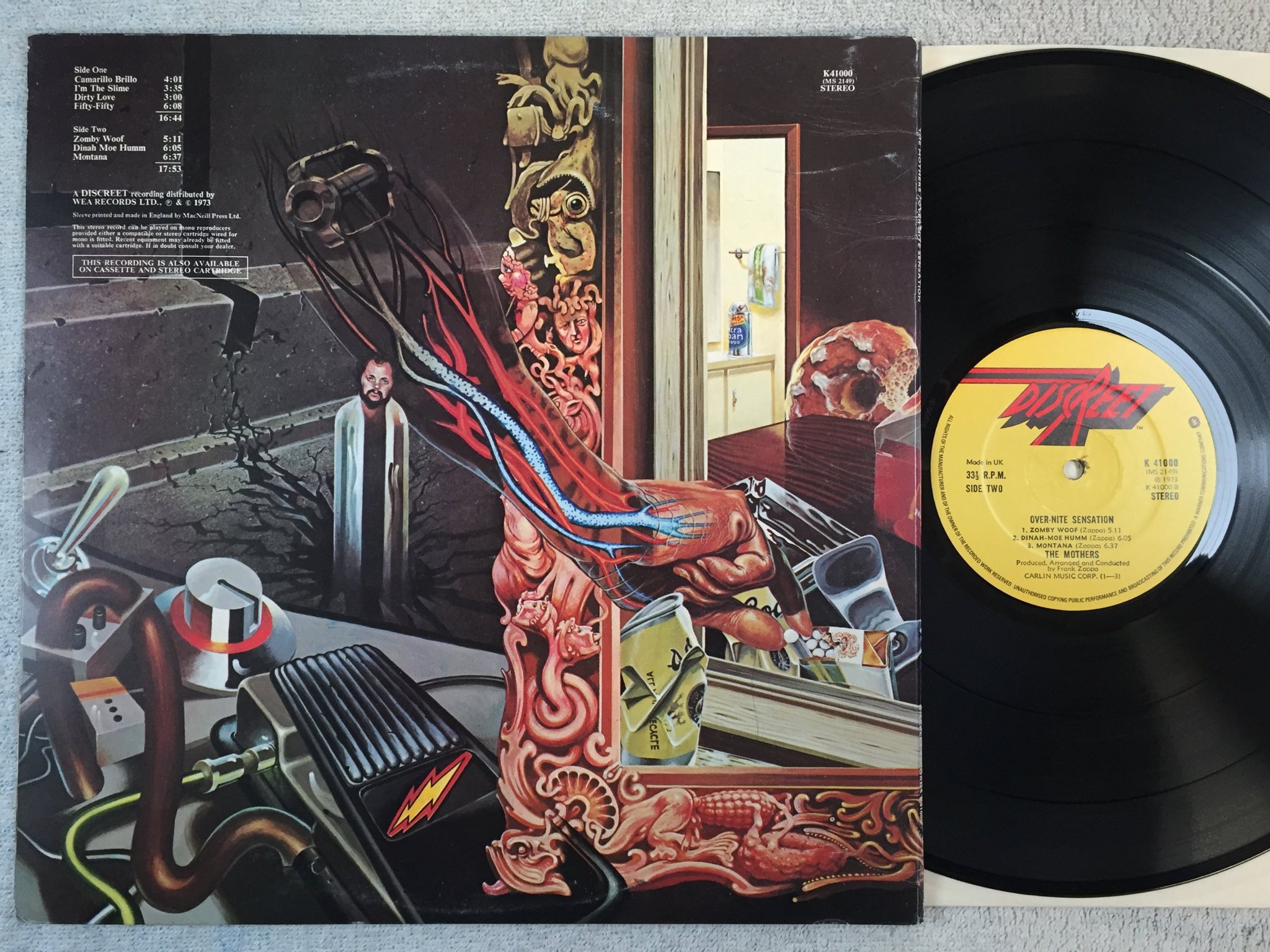 Omslagsbild för skivan THE MOTHERS over-nite sensation LP -73 UK DISCREET K41000