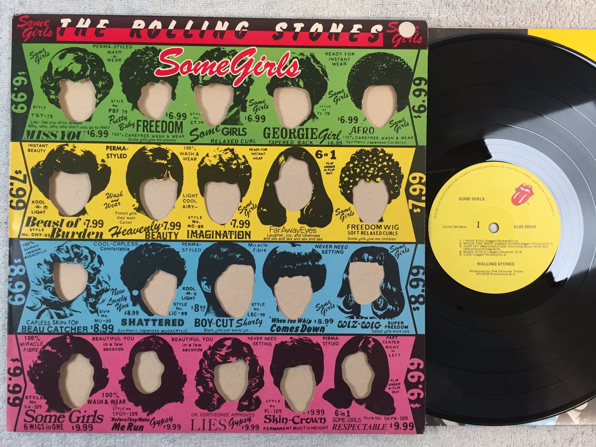 Omslagsbild för skivan THE ROLLING STONES Some Girls LP -78 UK CUN 39108 "red title"