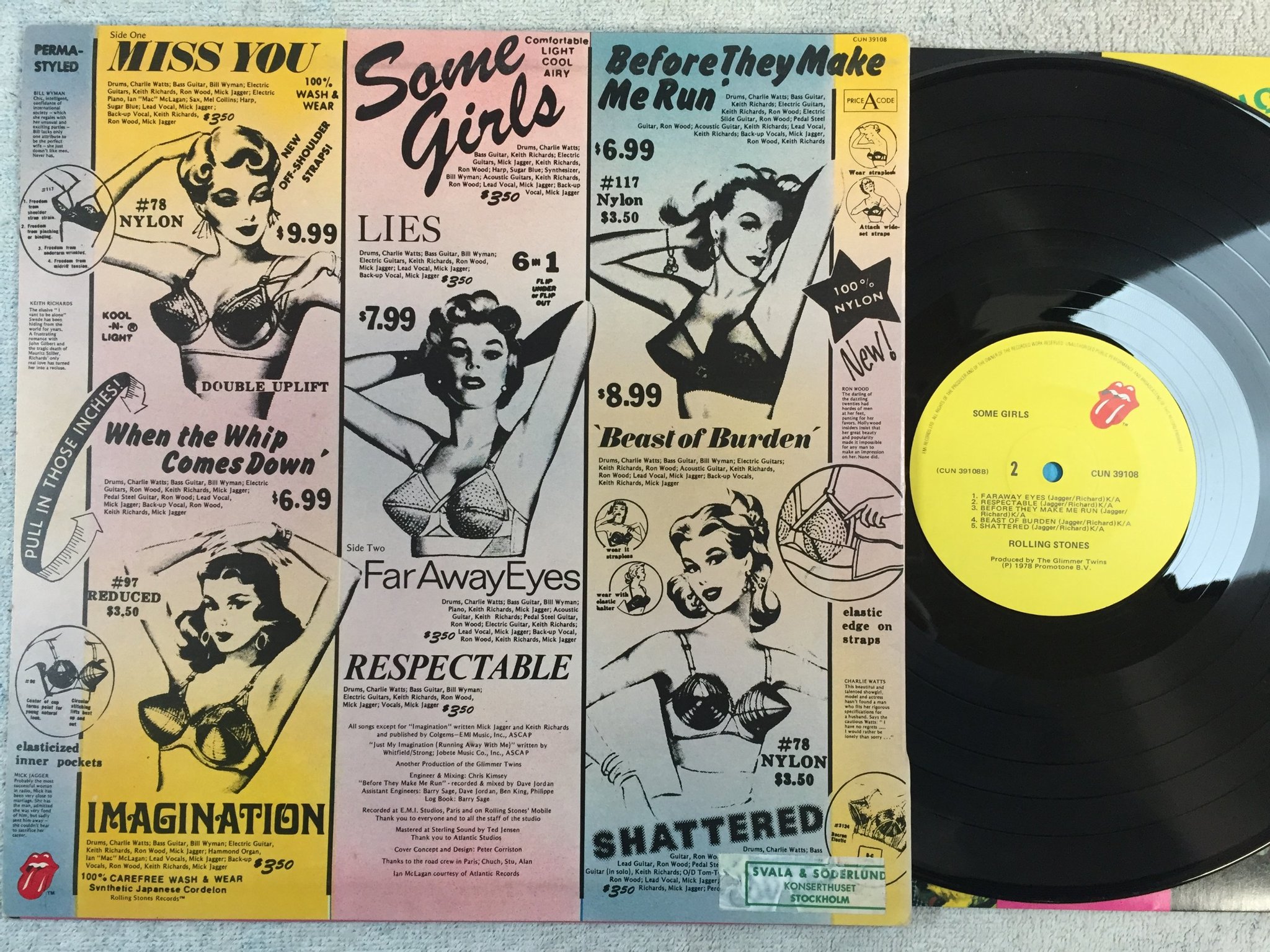 Omslagsbild för skivan THE ROLLING STONES Some Girls LP -78 UK CUN 39108 "red title"