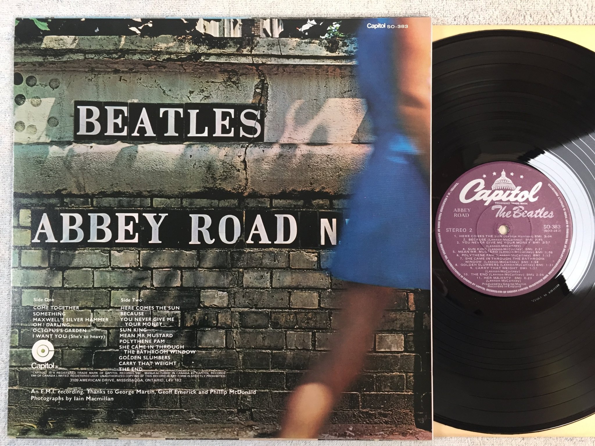 Omslagsbild för skivan THE BEATLES abbey road LP  Can CAPITOL SO-383