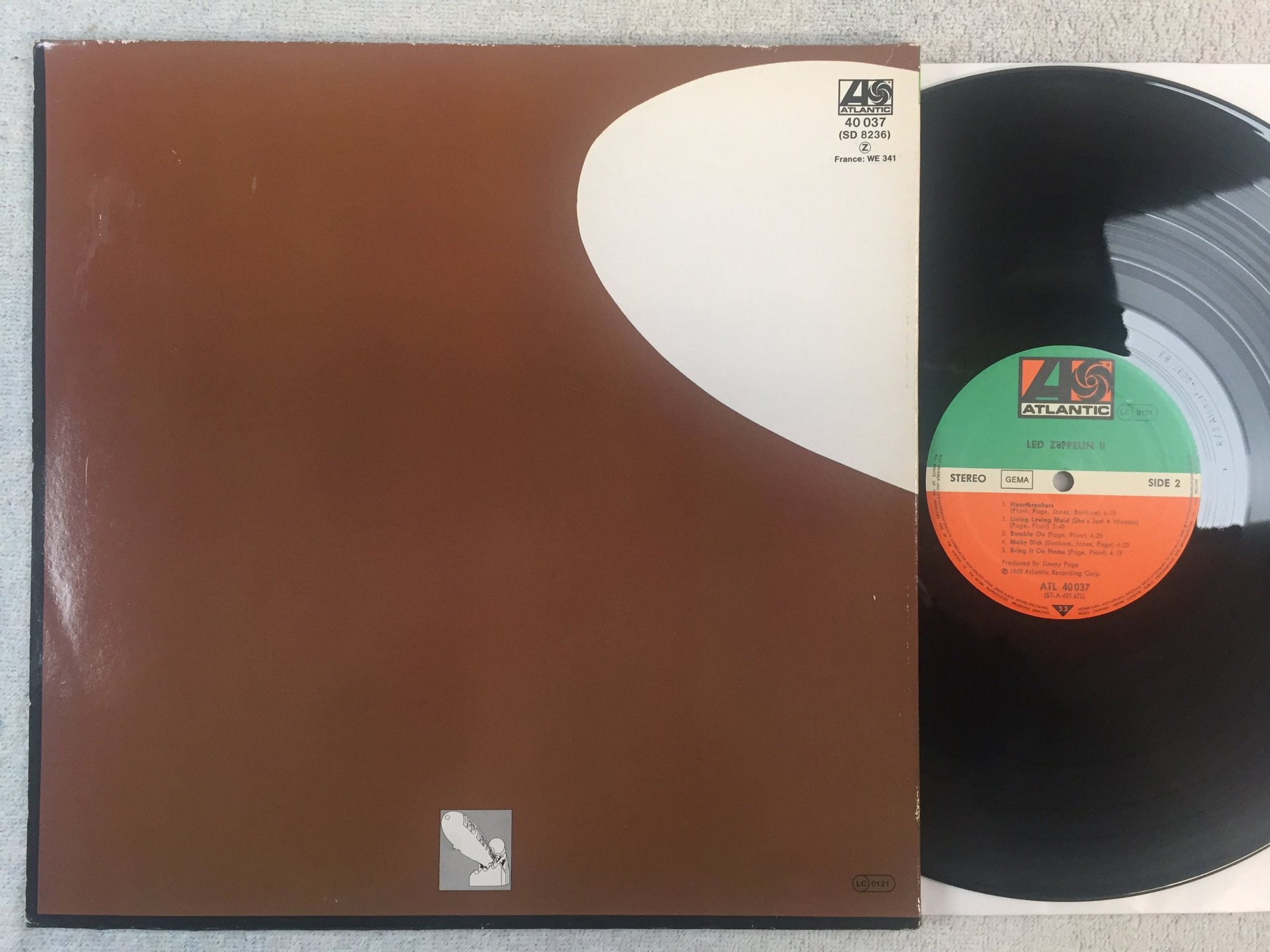 Omslagsbild för skivan LED ZEPPELIN II LP re Ger ATLANTIC ATL 40037