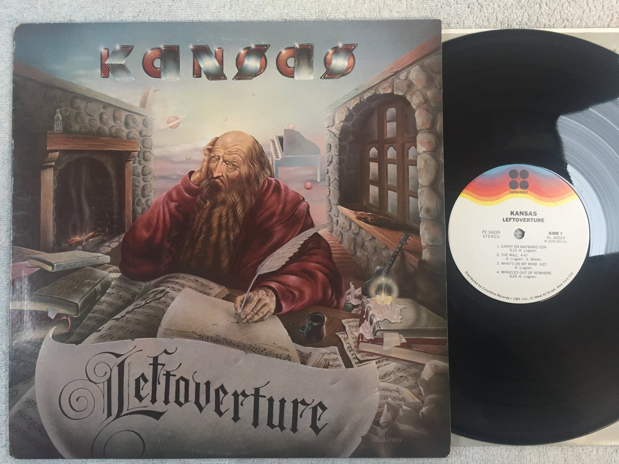 Omslagsbild för skivan KANSAS leftoverture LP -76 US KIRSHNER PZ 34224