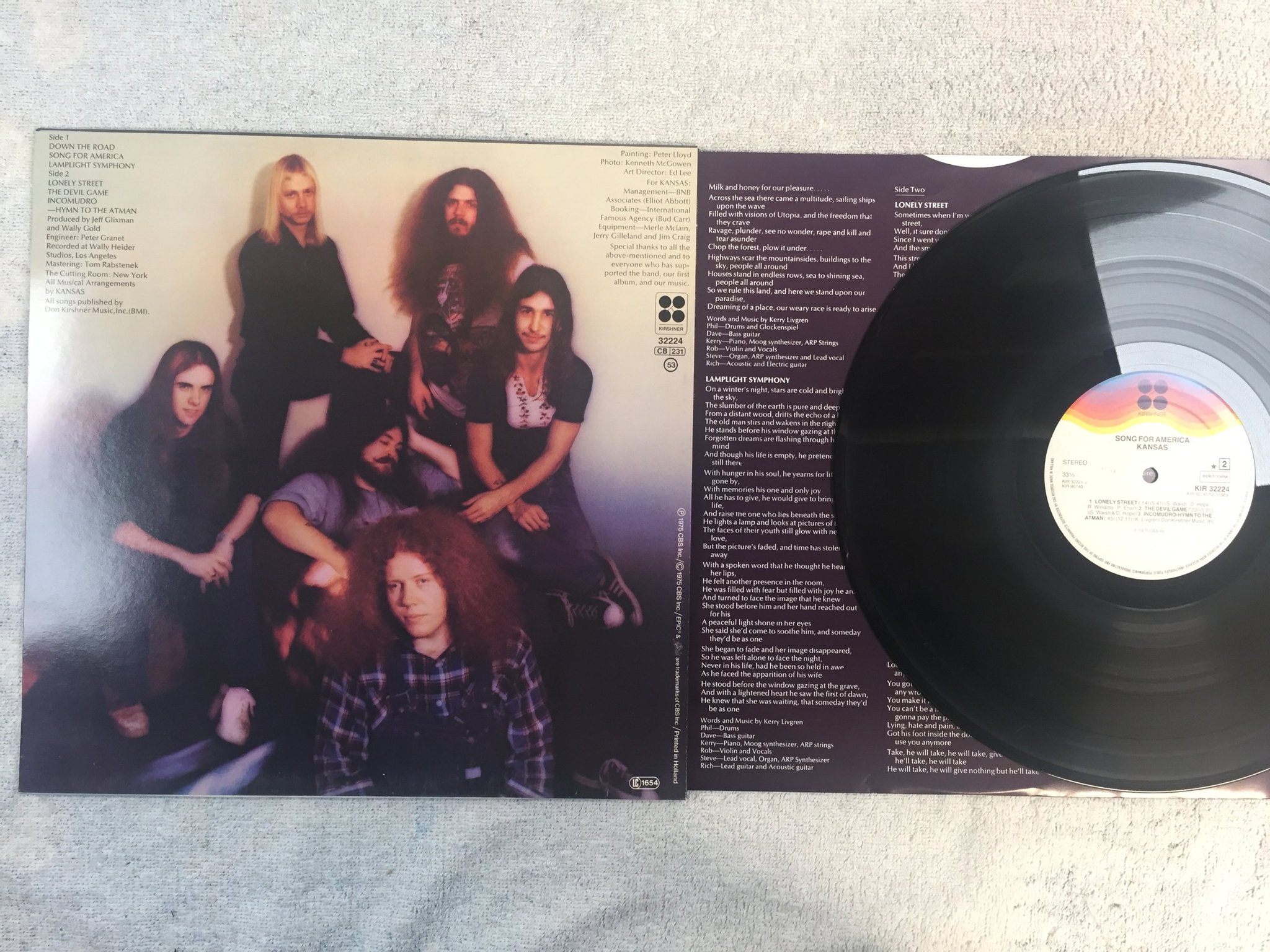 Omslagsbild för skivan KANSAS songs for America LP -75 Hol KIRSHNER KIR 32224