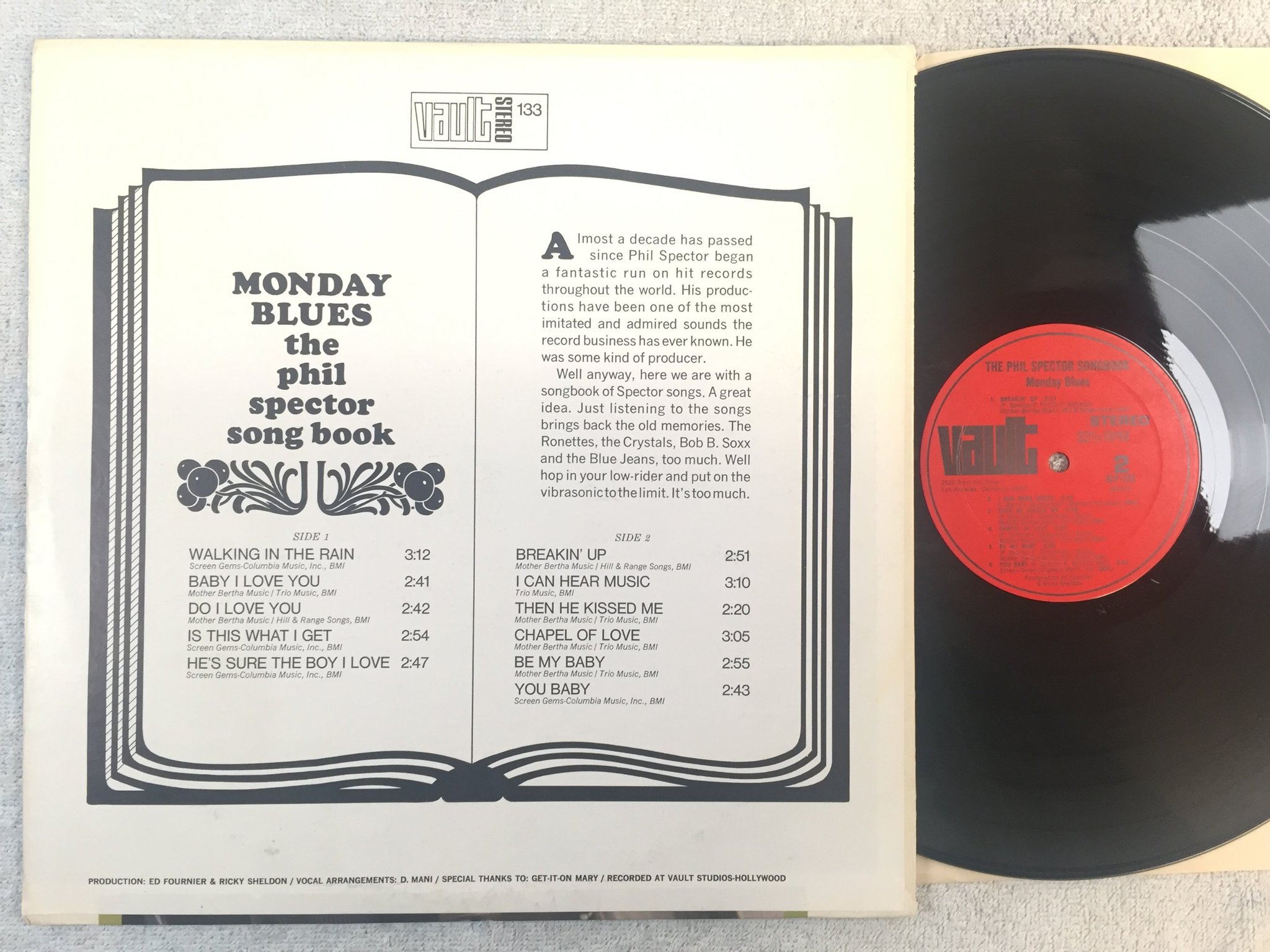 Omslagsbild för skivan THE PHIL SPECTOR SONGBOOK monday blues LP -70 US VAULT SLP-133