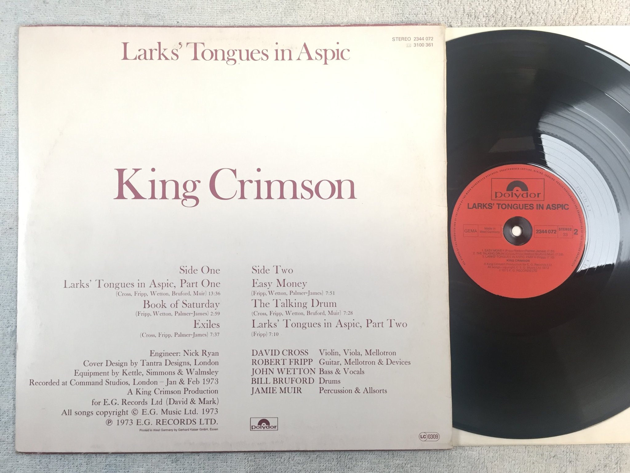 Omslagsbild för skivan KING CRIMSON larks´ tongues in aspic LP Ger POLYDOR 2344072