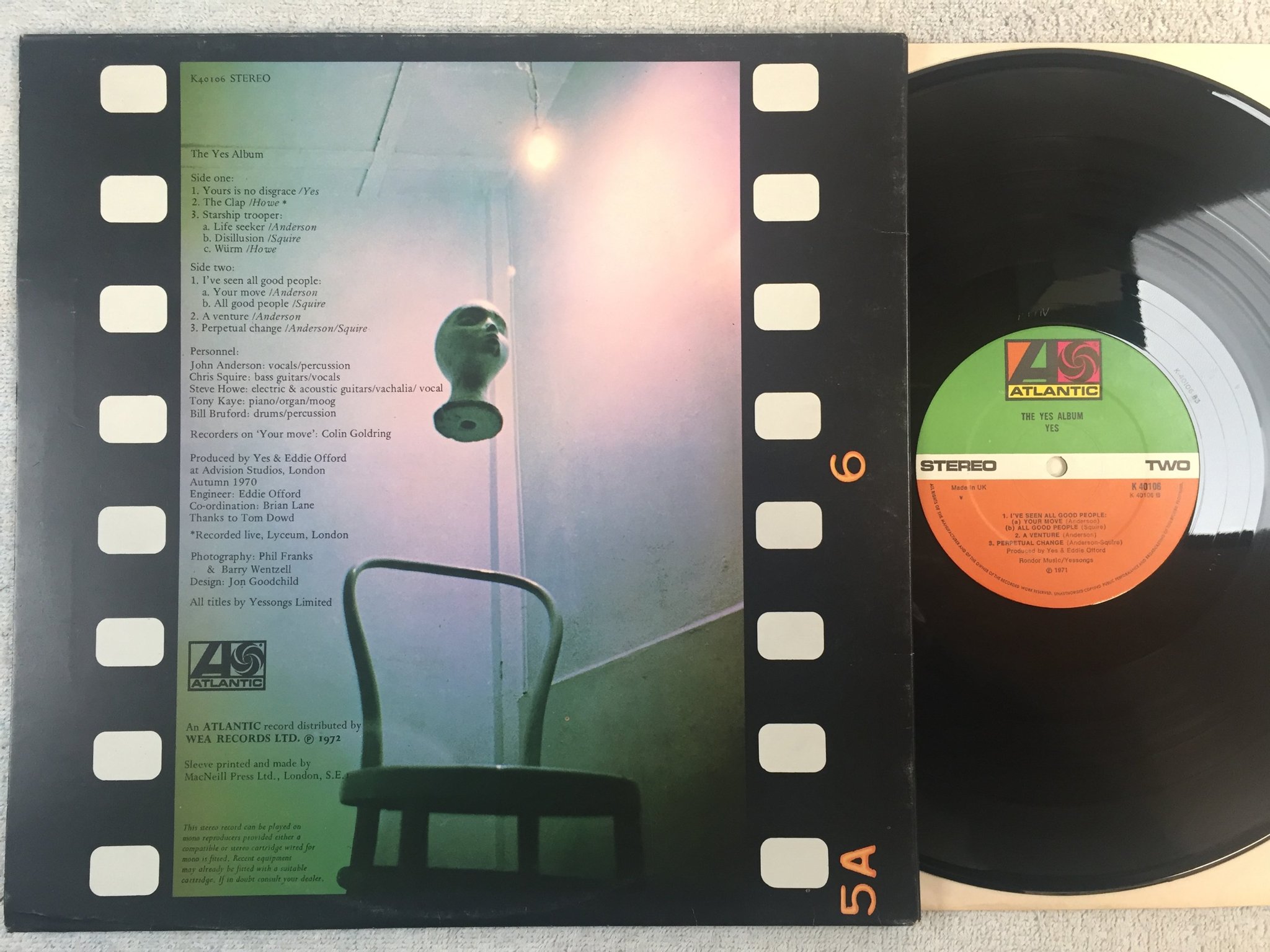 Omslagsbild för skivan YES yes yes album LP re UK ATLANTIC K40106