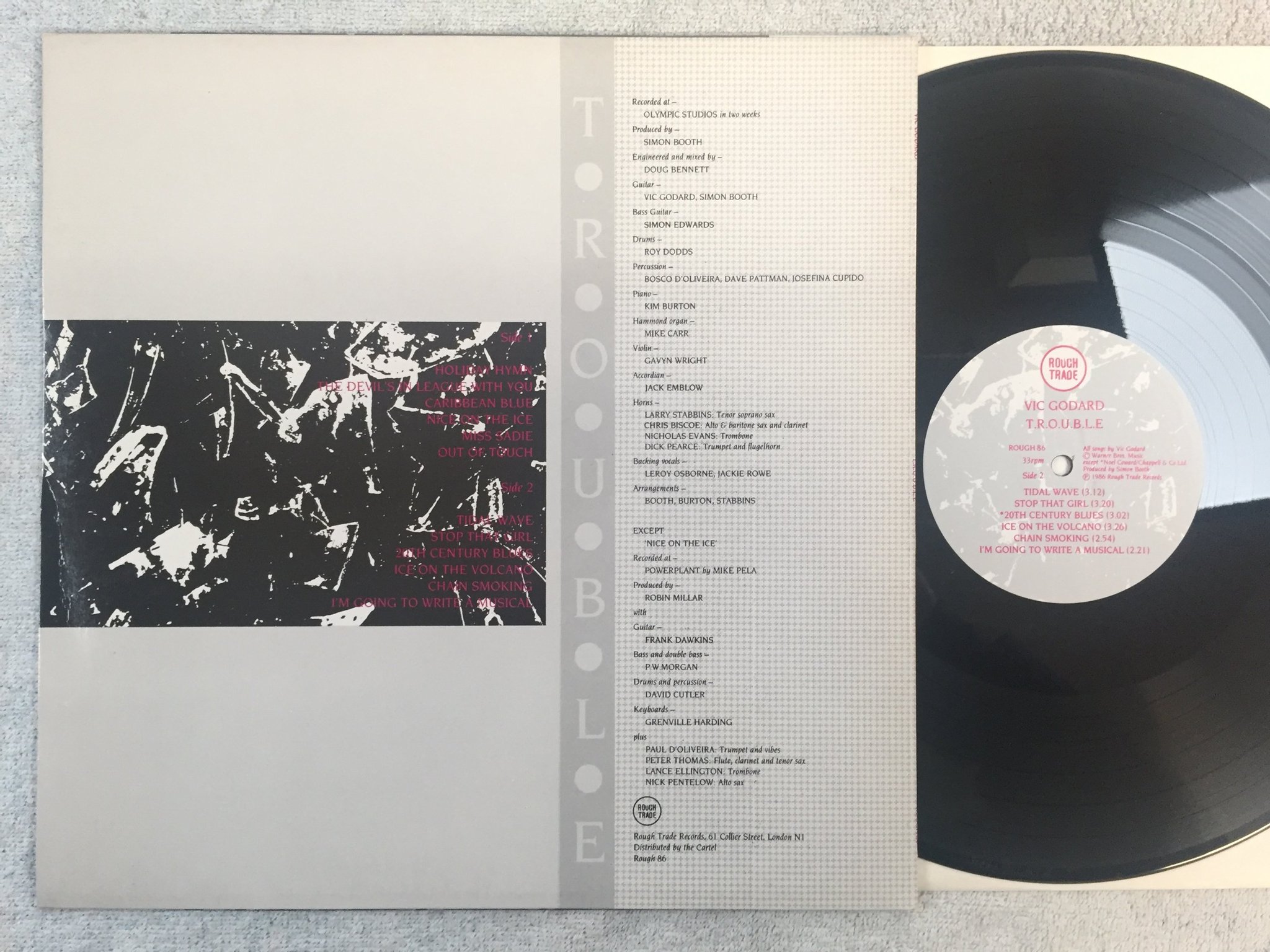 Omslagsbild för skivan VIC GODARD t.r.o.u.b.l.e. LP -86 UK ROUGH TRADE ROUGH 86 jazz pop