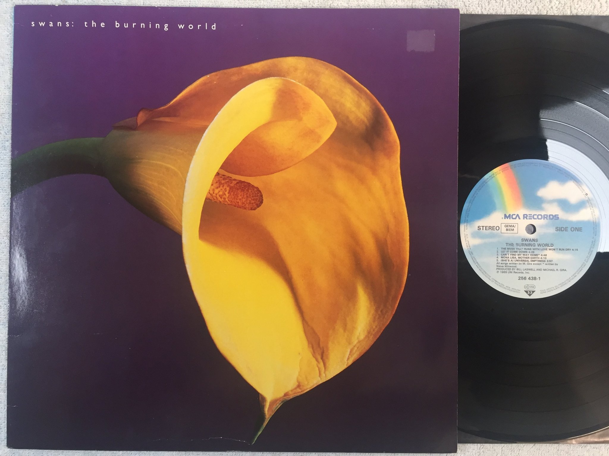 Omslagsbild för skivan SWANS The Burning World LP -89 Euro MCA 256 438-1 indie rock