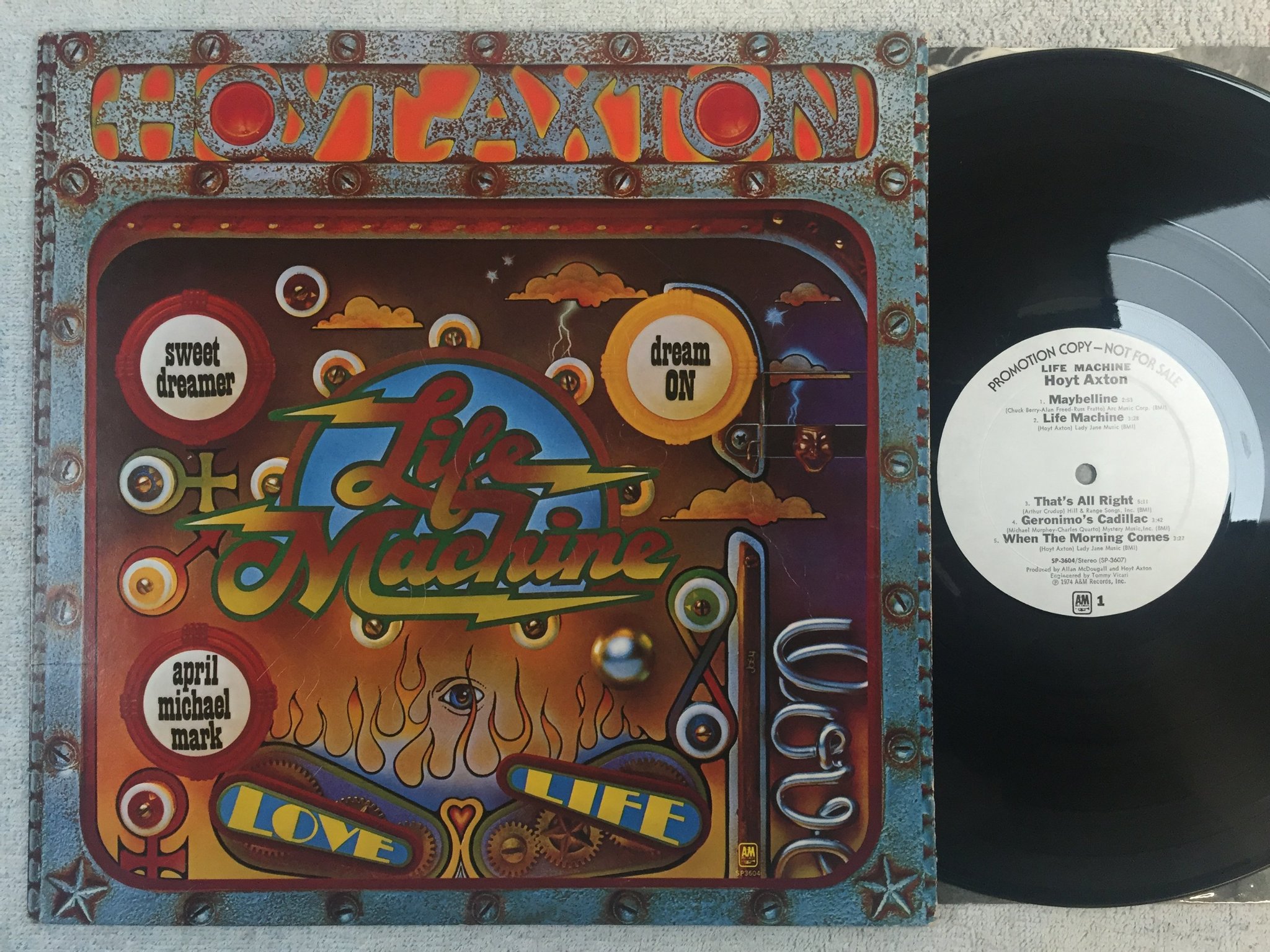 Omslagsbild för skivan HOYT AXTON life machine LP -74 US A&M SP-3604 promo