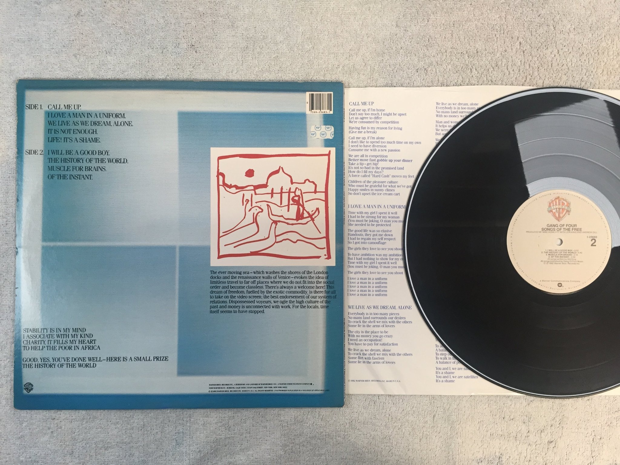 Omslagsbild för skivan GANG OF FOUR songs of the free LP -82 US WARNER 1-23683