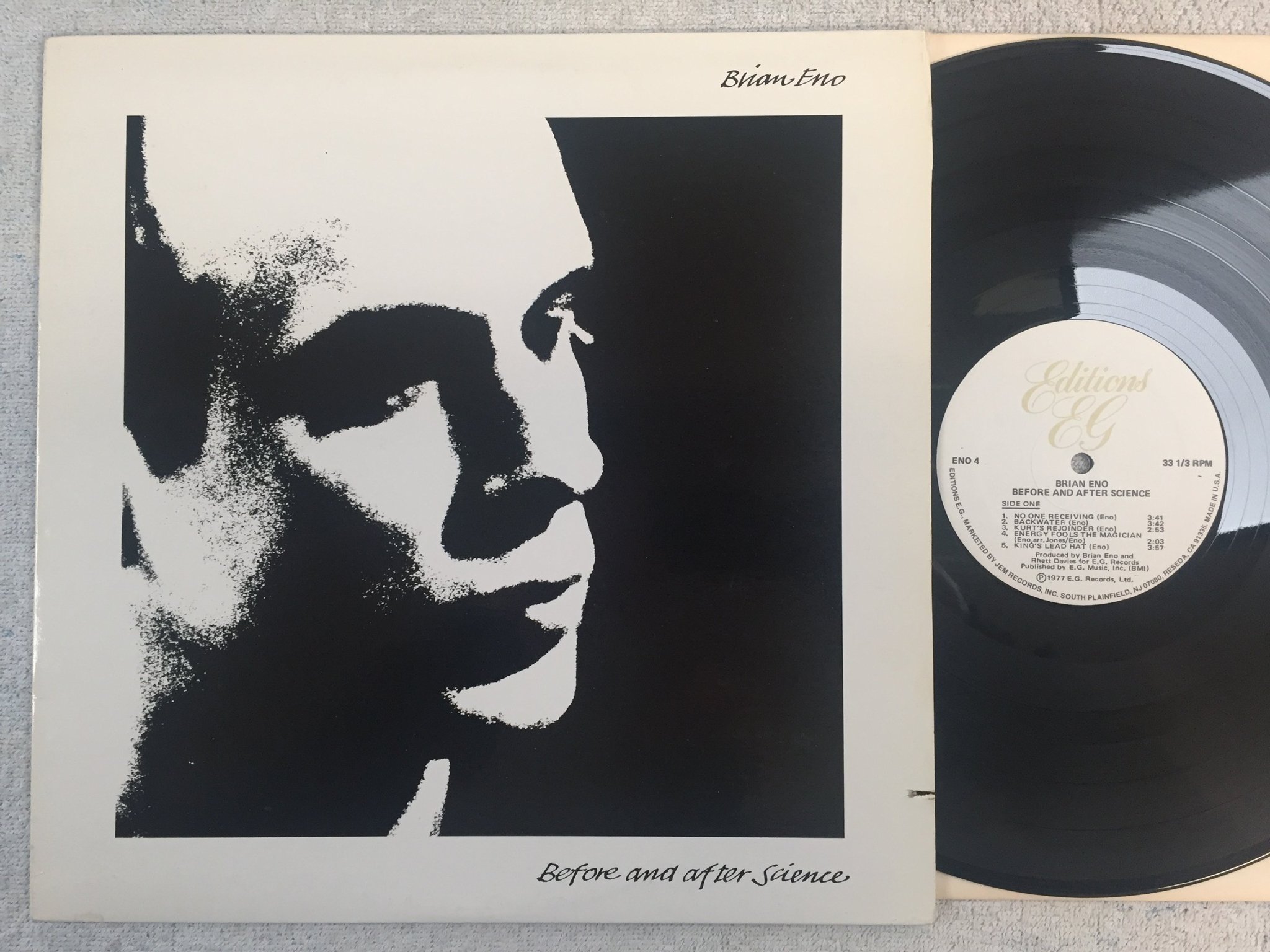 Omslagsbild för skivan BRIAN ENO before and after science LP -77 US EDITIONS EG ENO 4