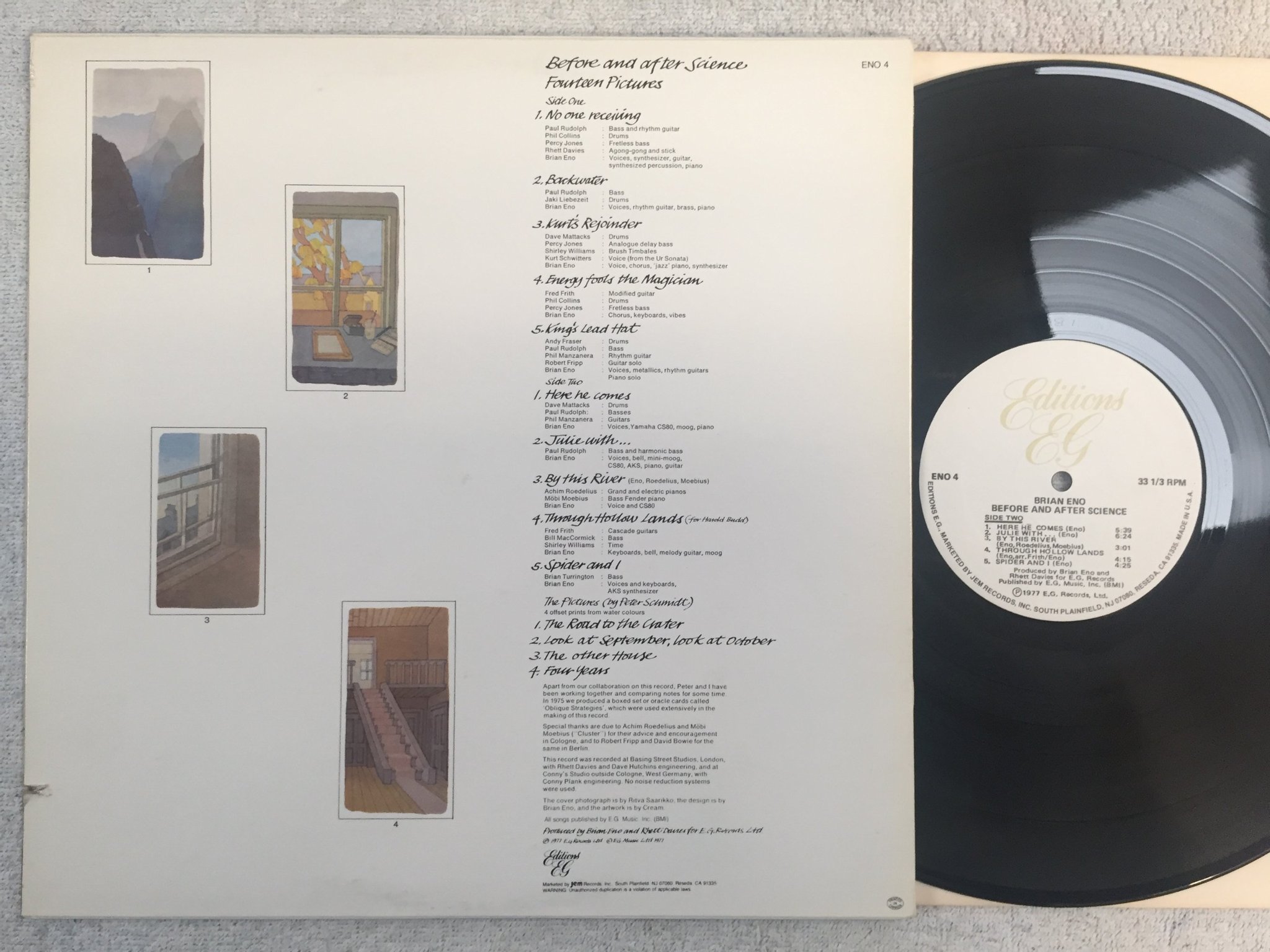 Omslagsbild för skivan BRIAN ENO before and after science LP -77 US EDITIONS EG ENO 4