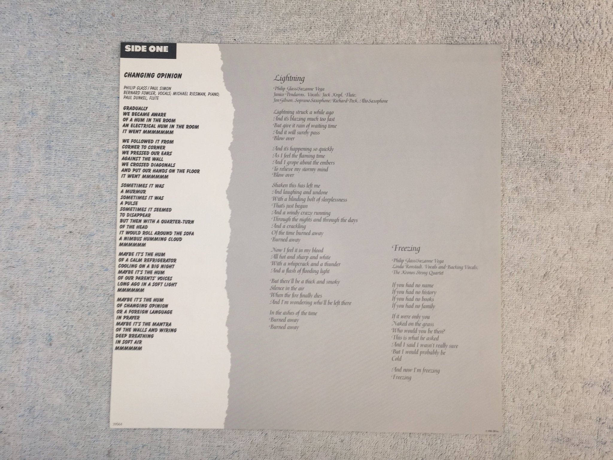 Omslagsbild för skivan PHILIP GLASS songs from liquid days LP -86 Hol FM 39564