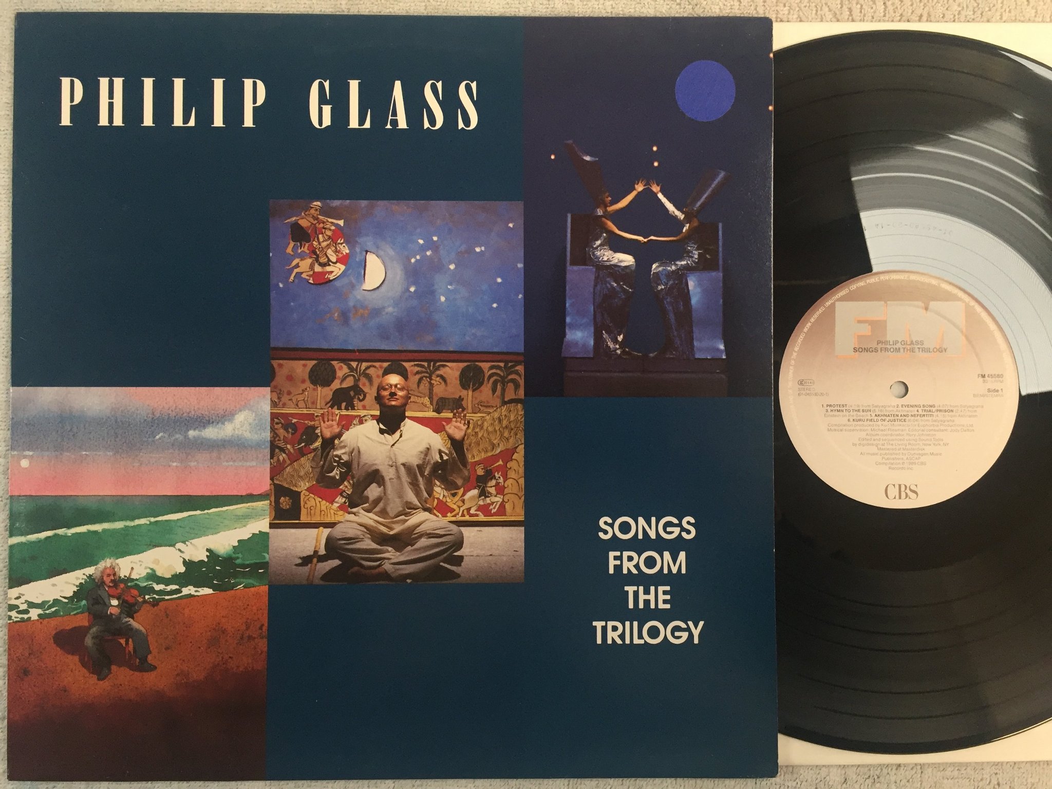 Omslagsbild för skivan PHILIP GLASS songs from the trilogy LP -89 Hol FM 45580