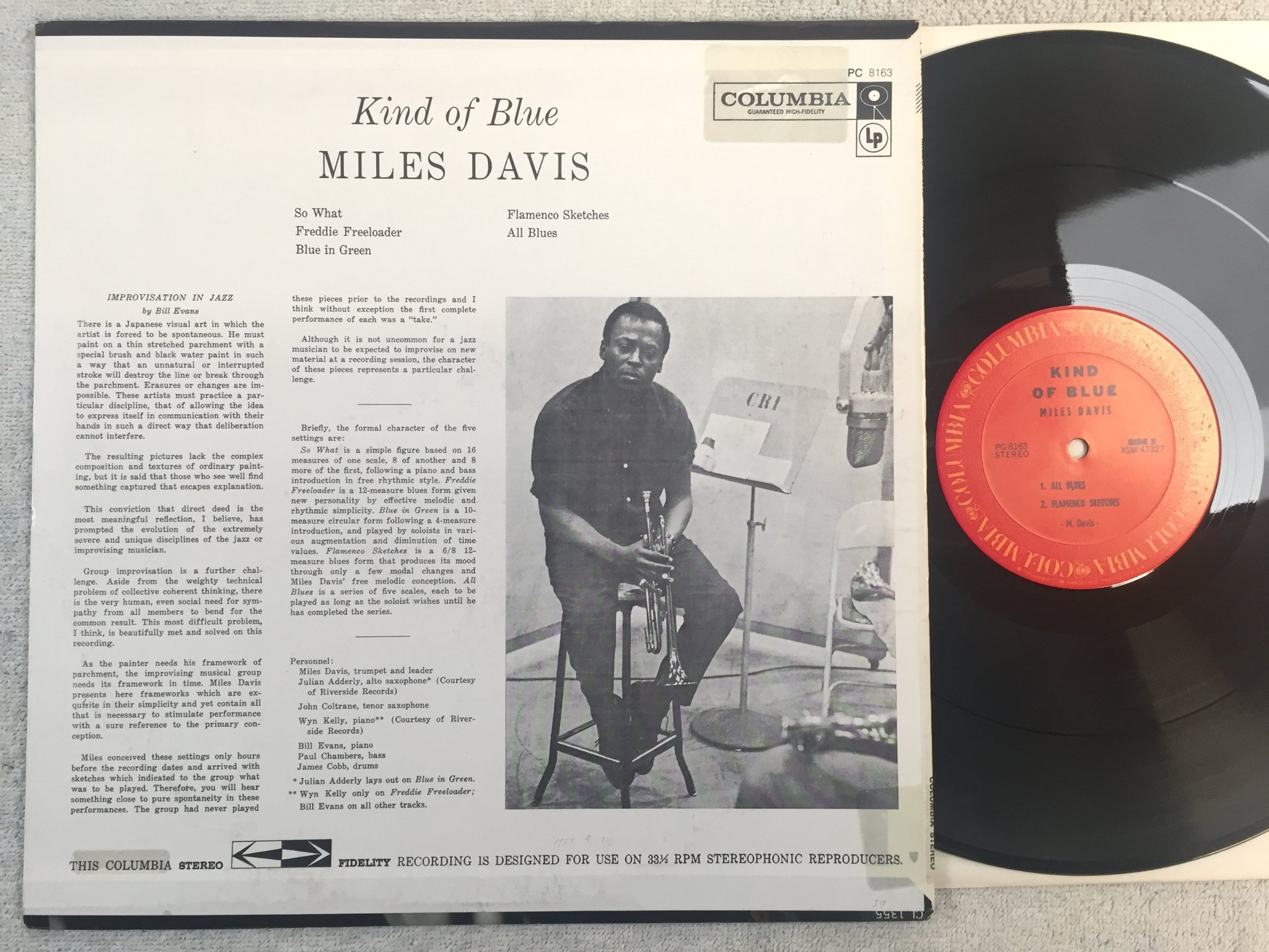Omslagsbild för skivan MILES DAVIS kind of blue LP US COLUMBIA PC 8163 A masterpiece ! ! 