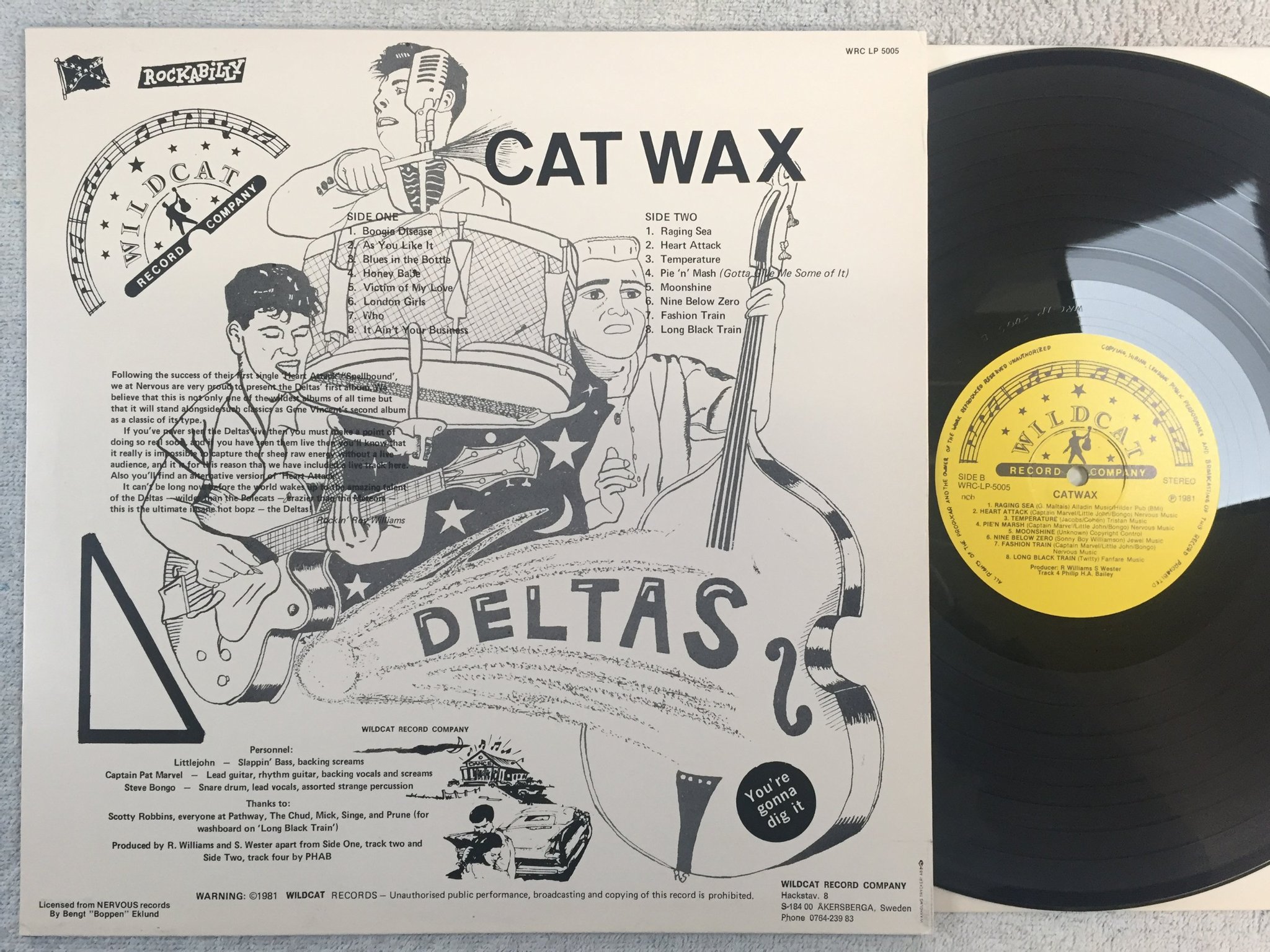 Omslagsbild för skivan DELTAS catwax LP -81 Swe WILDCAT WEC LP 5005 rare psychobilly