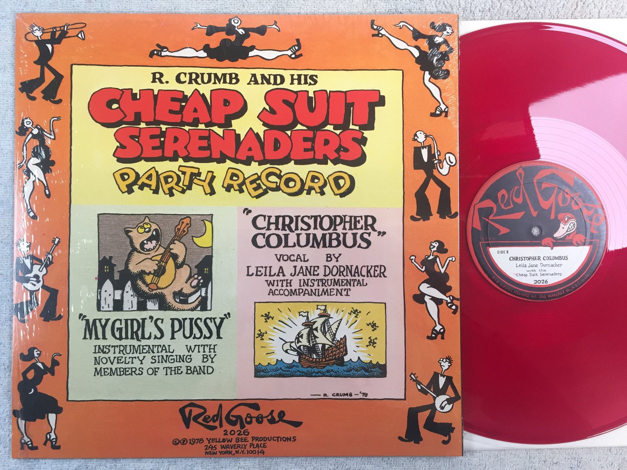 Omslagsbild för skivan R. Crumb And His Cheap Suit Serenaders - The Cheap... LP -78 US RED GOOSE BG-202