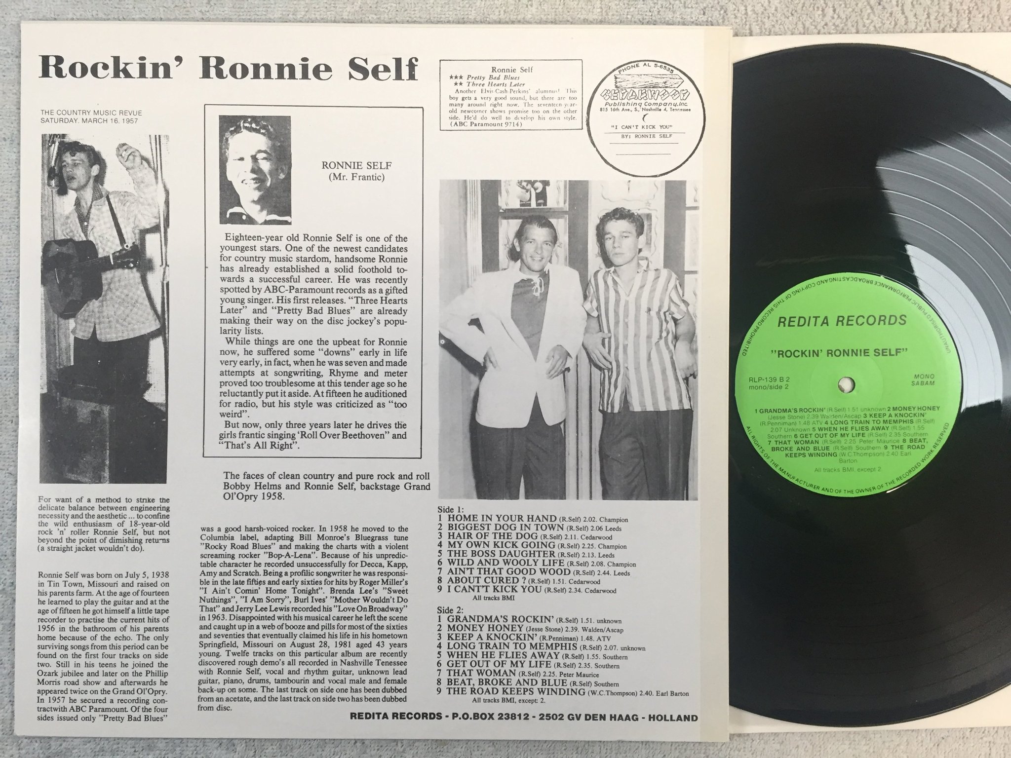 Omslagsbild för skivan RONNIE SELF rockin'... LP Hol REDITA RLP-139