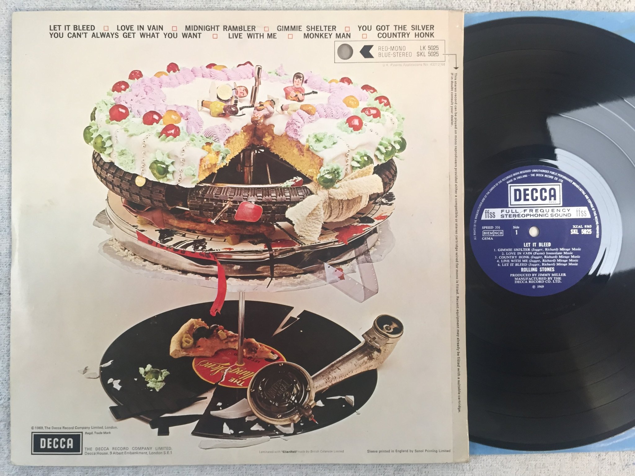 Omslagsbild för skivan ROLLING STONES let it bleed LP UK DECCA SKL 5025 w/ POSTER 