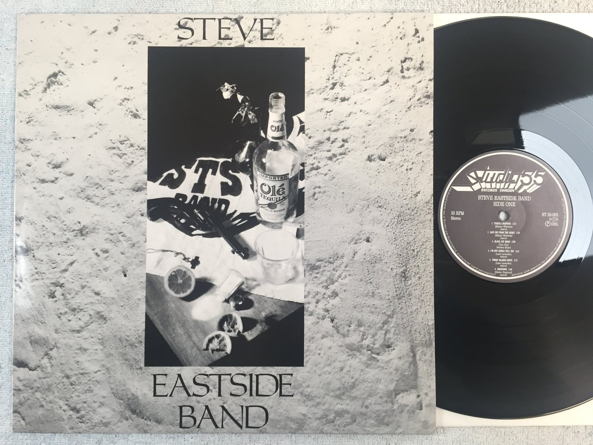Omslagsbild för skivan STEVE EASTSIDE BAND s/t LP -85 Swe studio 55 ST 55-005 RARE BLUES ROCK