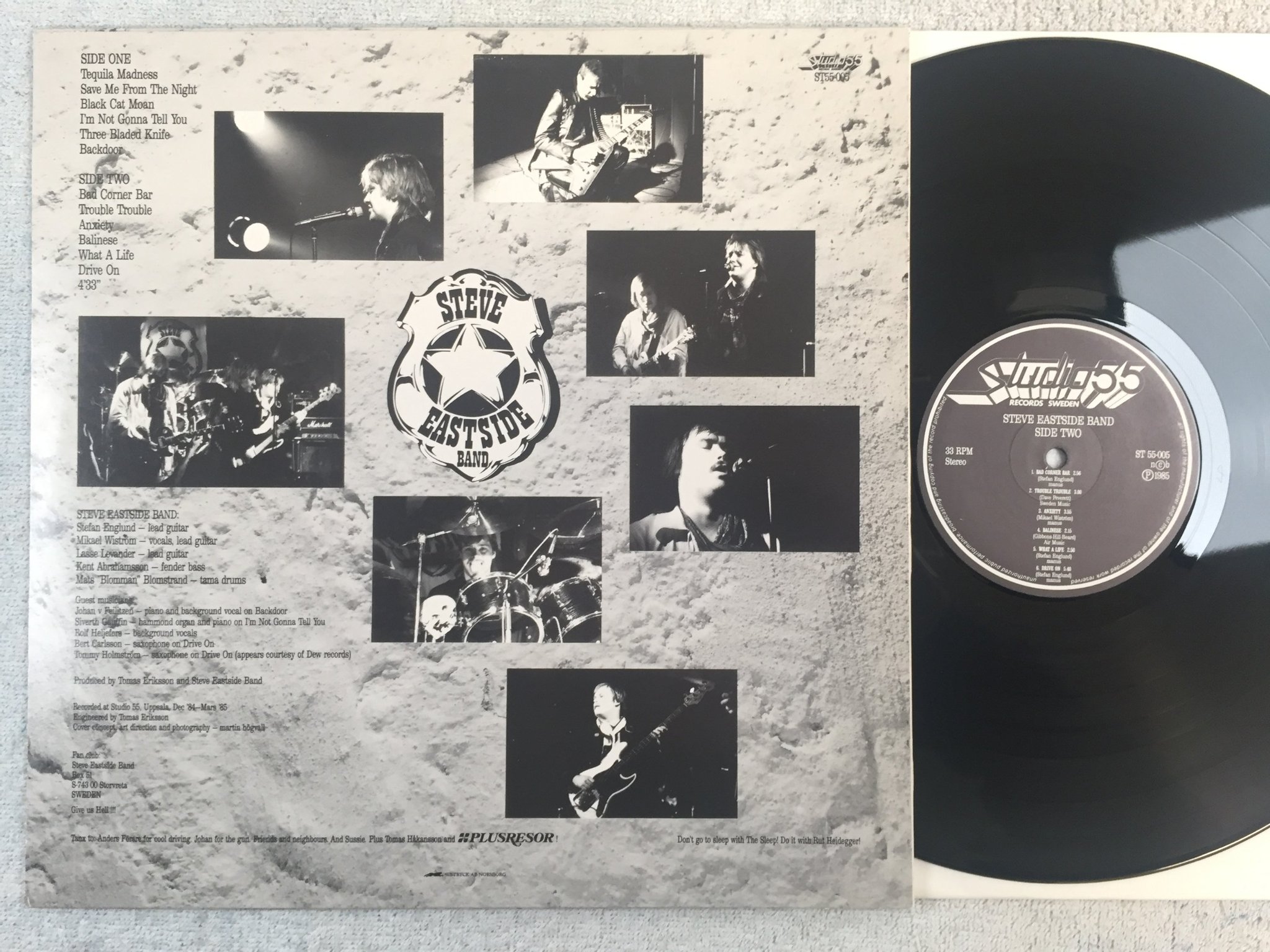 Omslagsbild för skivan STEVE EASTSIDE BAND s/t LP -85 Swe studio 55 ST 55-005 RARE BLUES ROCK
