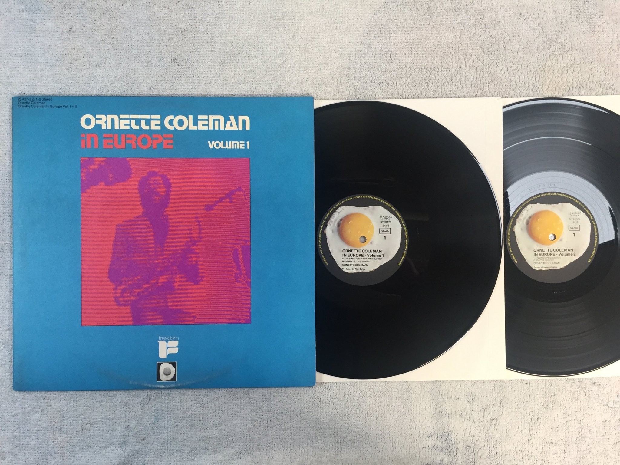 Omslagsbild för skivan ORNETTE COLEMAN in Europe vol 2 2xLP -72 Ger SPIEGELEI 28 427-3 Z