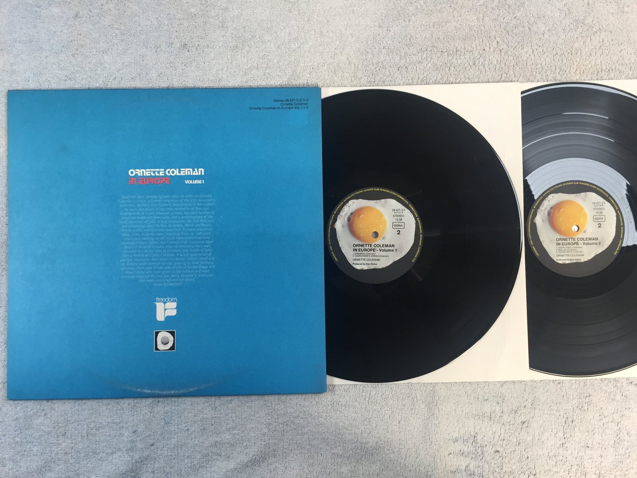 Omslagsbild för skivan ORNETTE COLEMAN in Europe vol 2 2xLP -72 Ger SPIEGELEI 28 427-3 Z